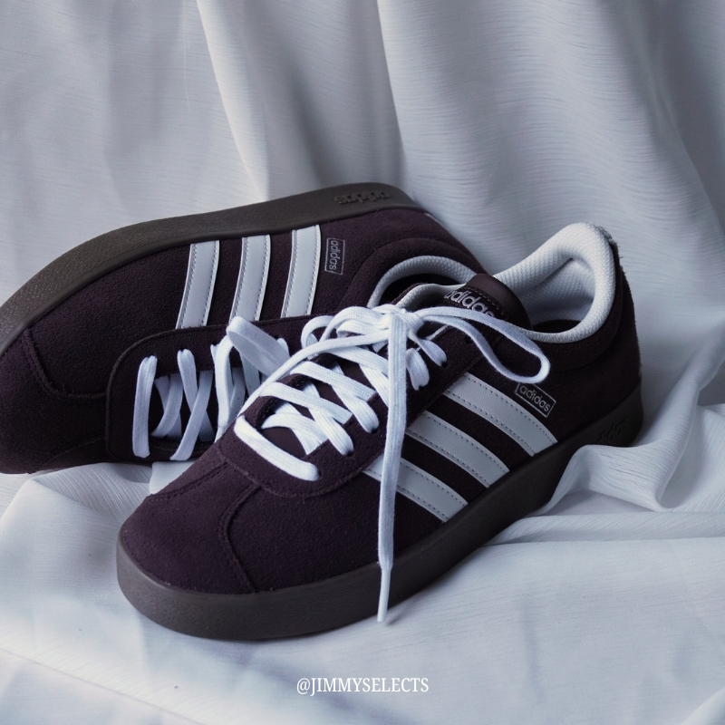 Adidas VL Court 2.0 紅棕色麂皮休閒鞋 | 復古網球風板鞋 JR8318