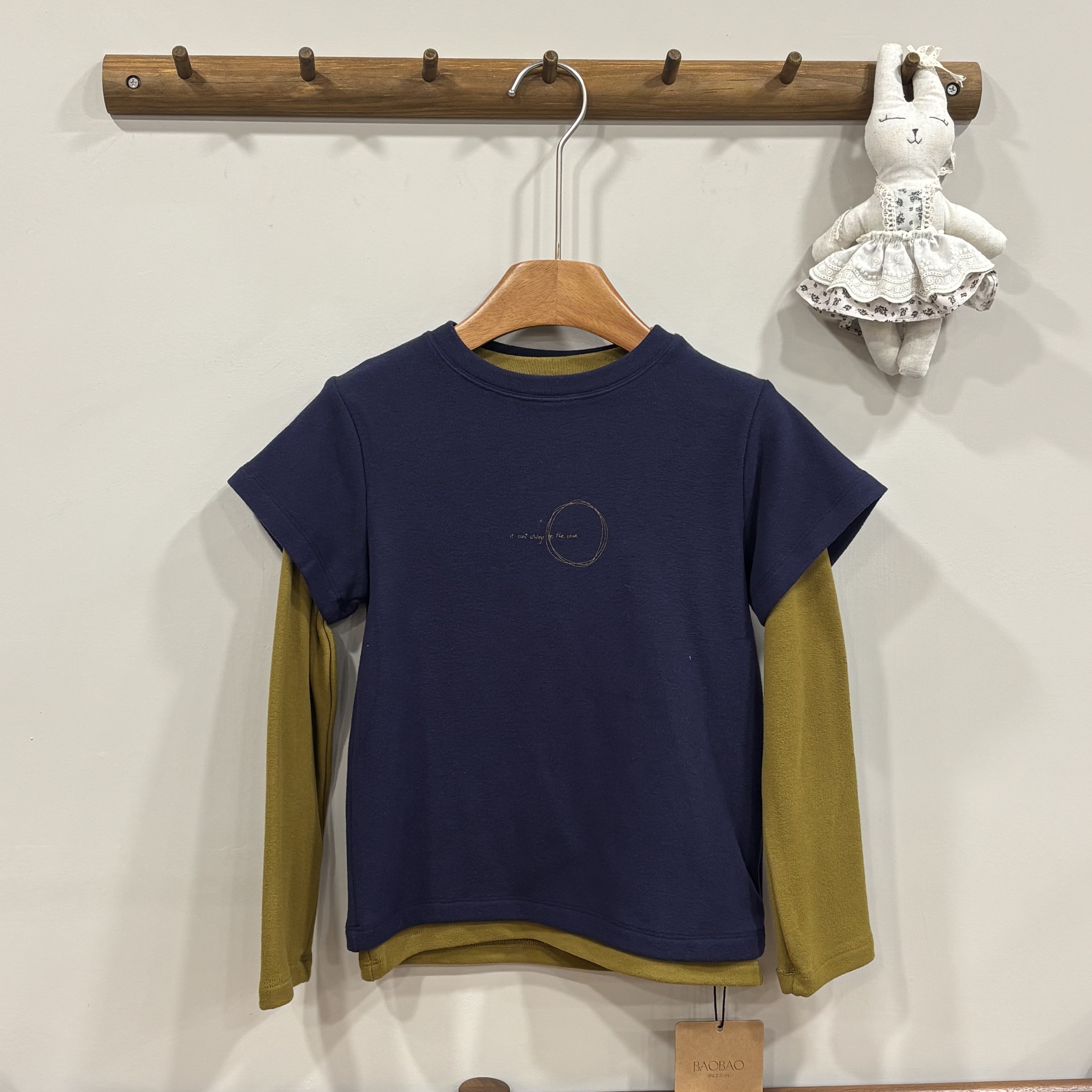 A03602親膚撞色磨毛兩件套上衣