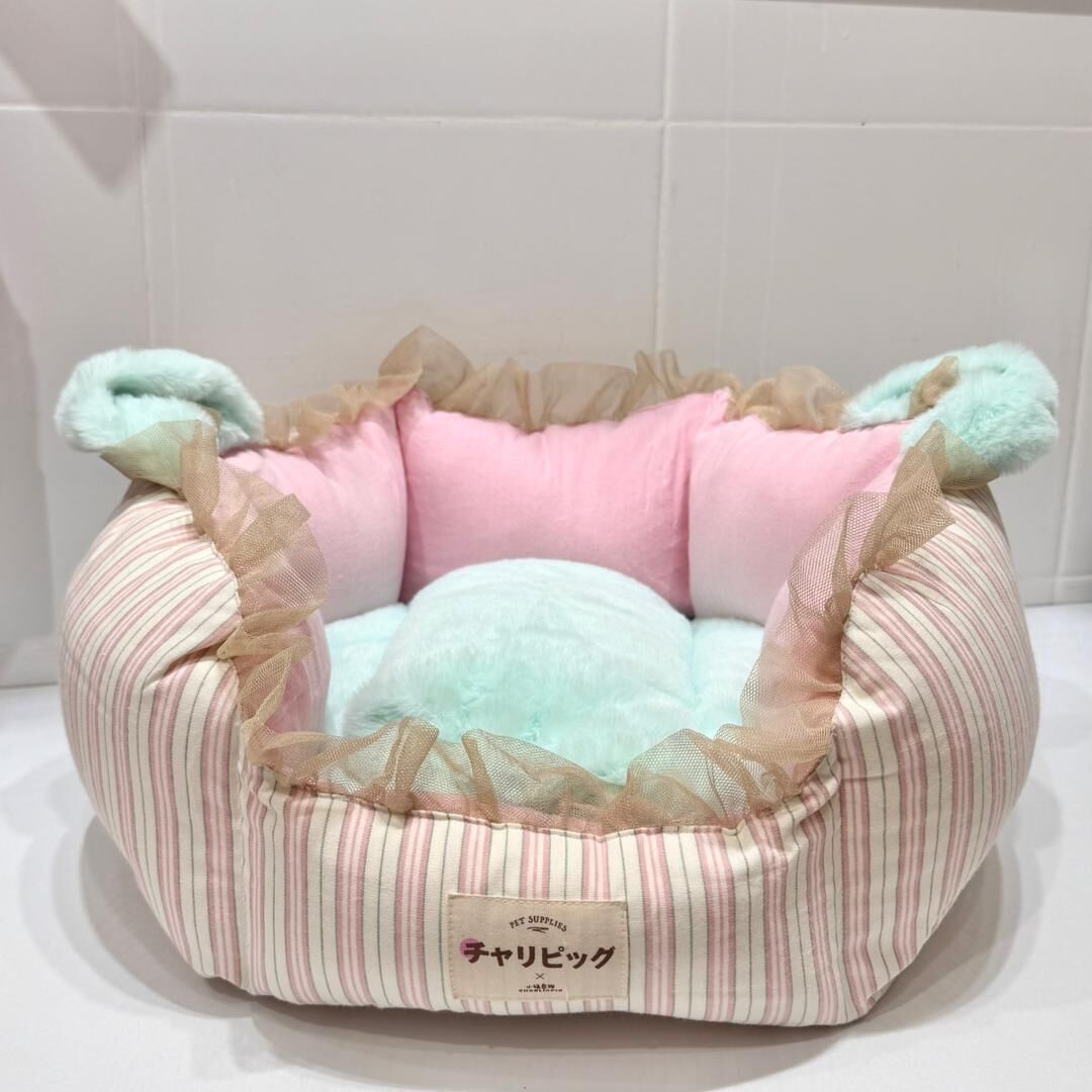 PETMAN 双面粉色条纹 一体式花瓣窝