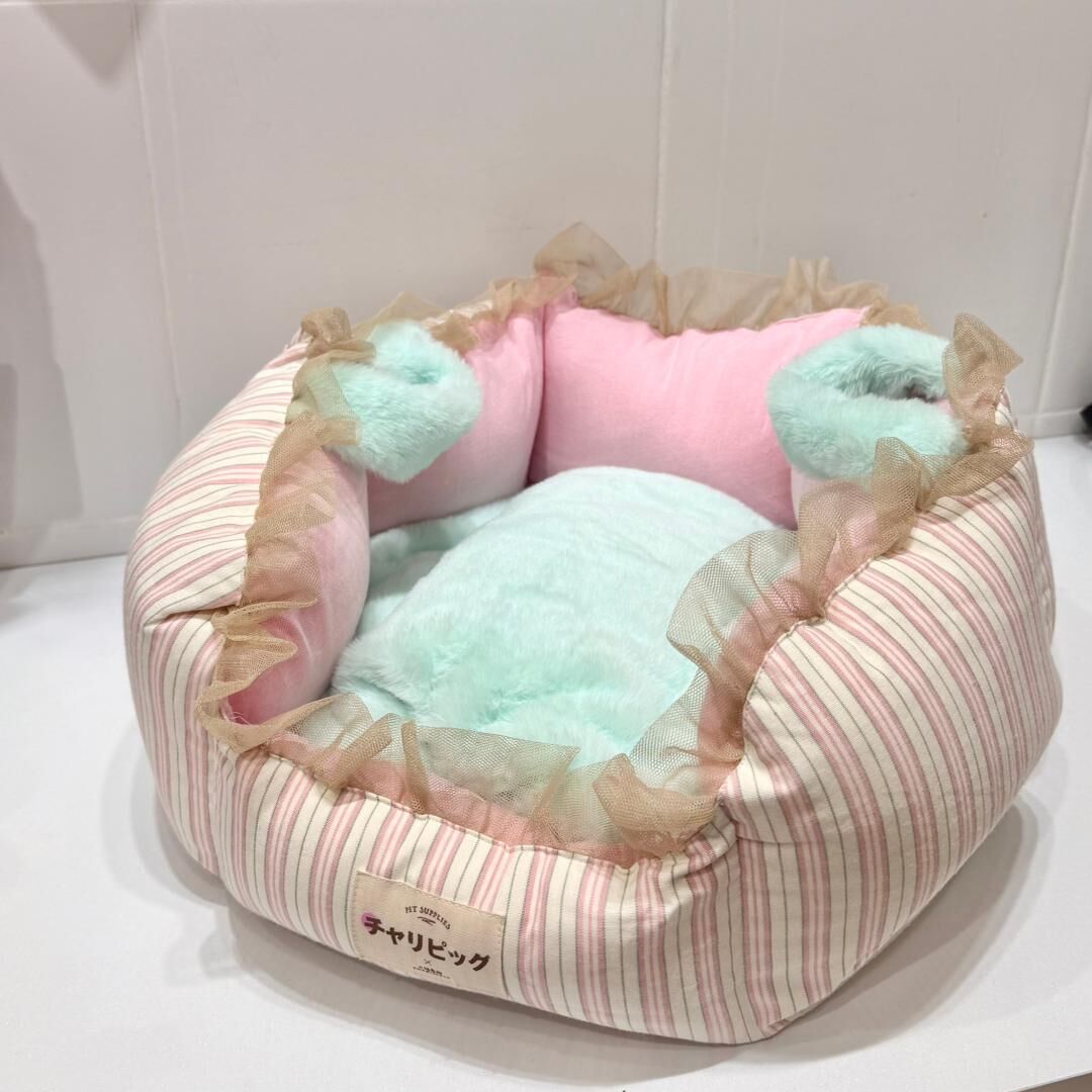 PETMAN 双面粉色条纹 一体式花瓣窝