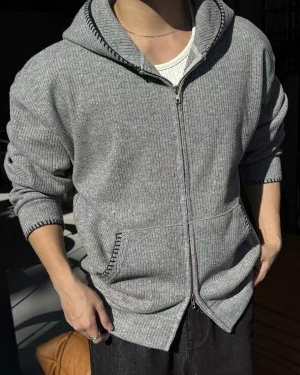 淨色連帽拉鍊外套 Tac-0329JK