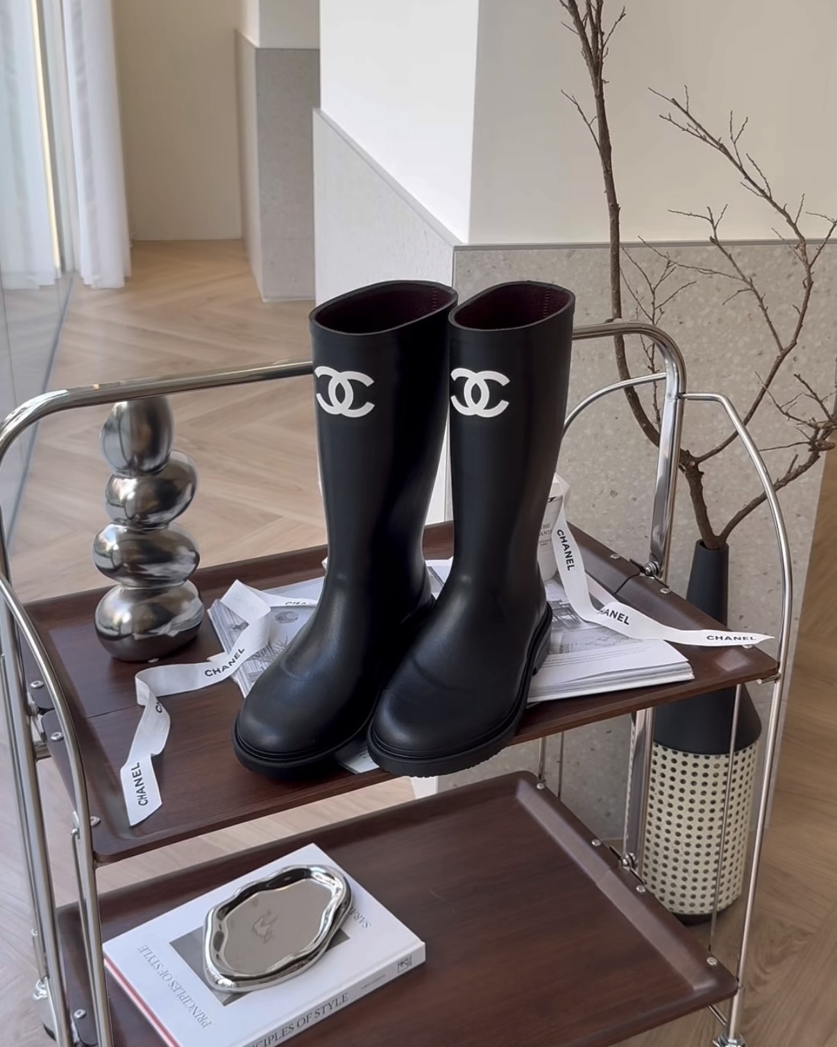 CHANEL｜經典LOGO雨靴 黑色