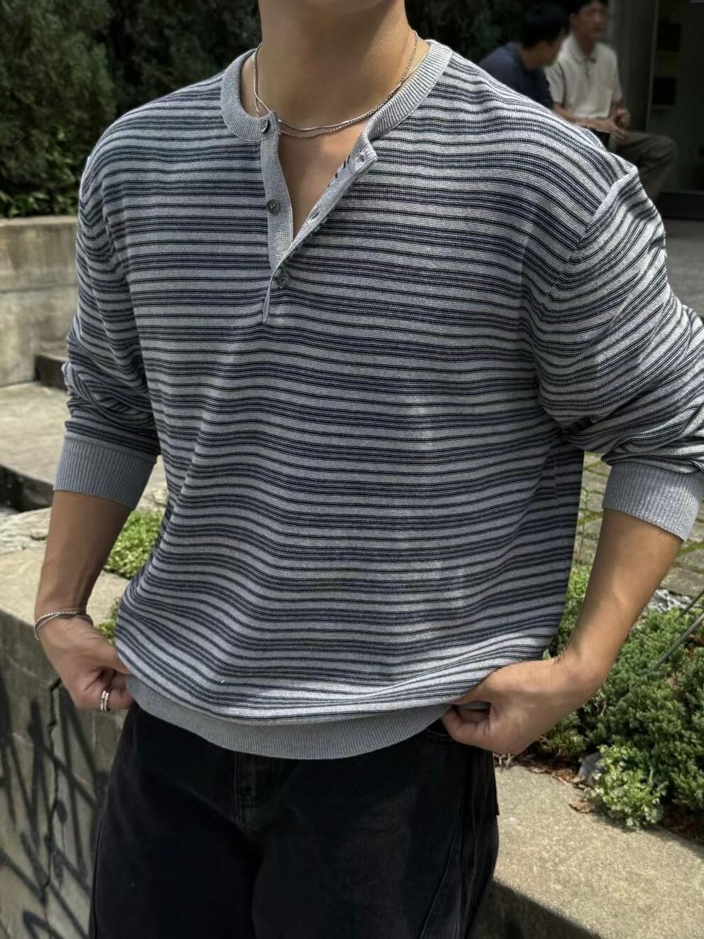 橫間半開胸長袖衫 Tac-0330T