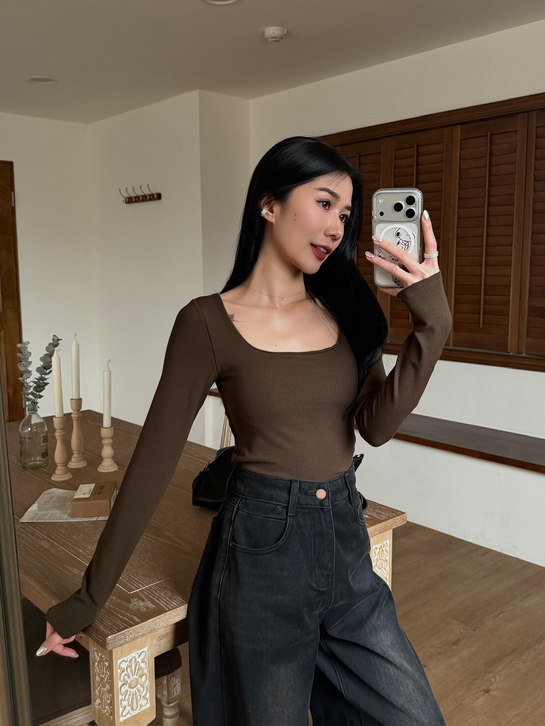 極簡方圓領內磨毛BRATOP