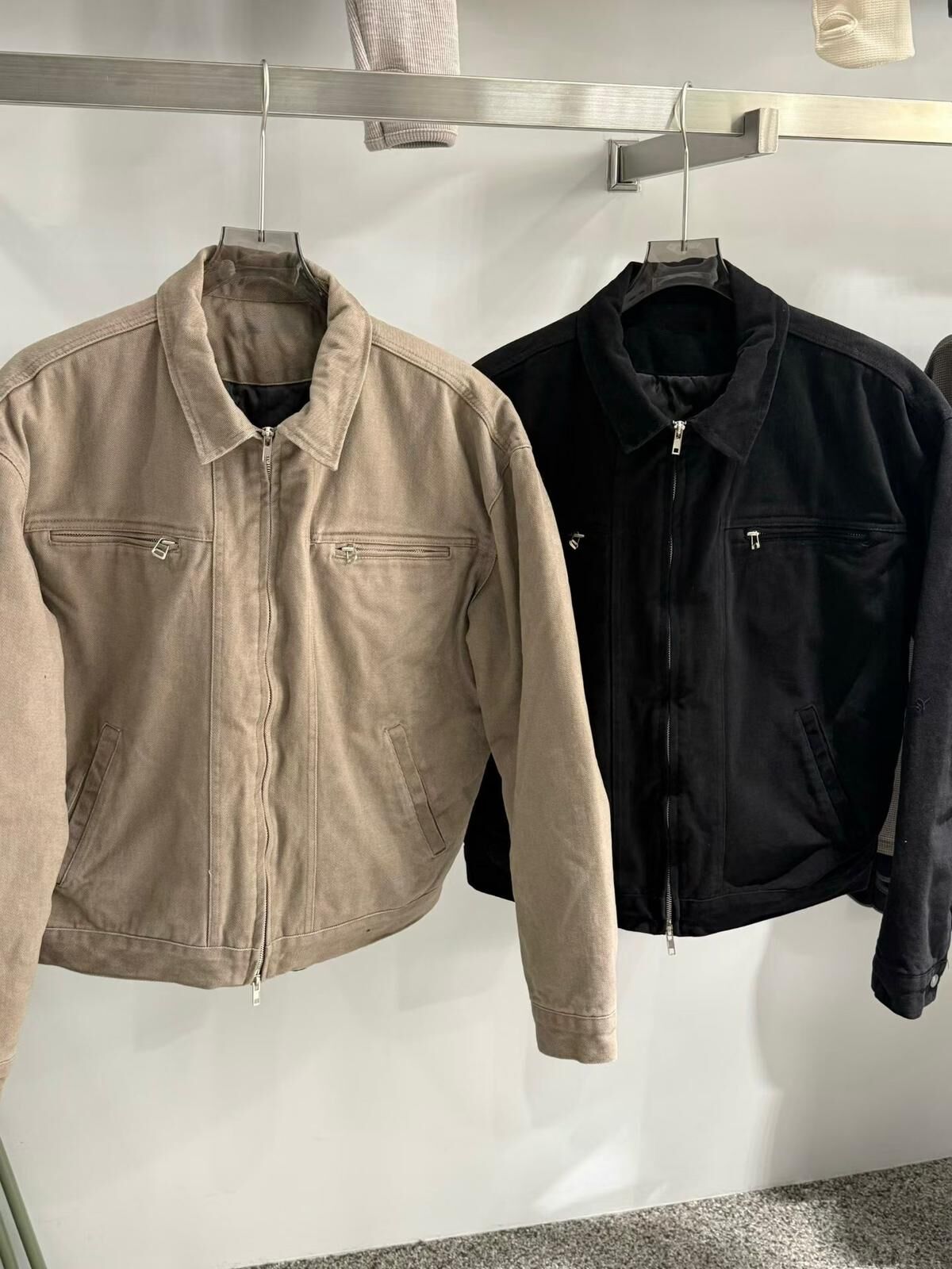 淨色反領拉鍊外套(薄夾棉) Tac-0331JK