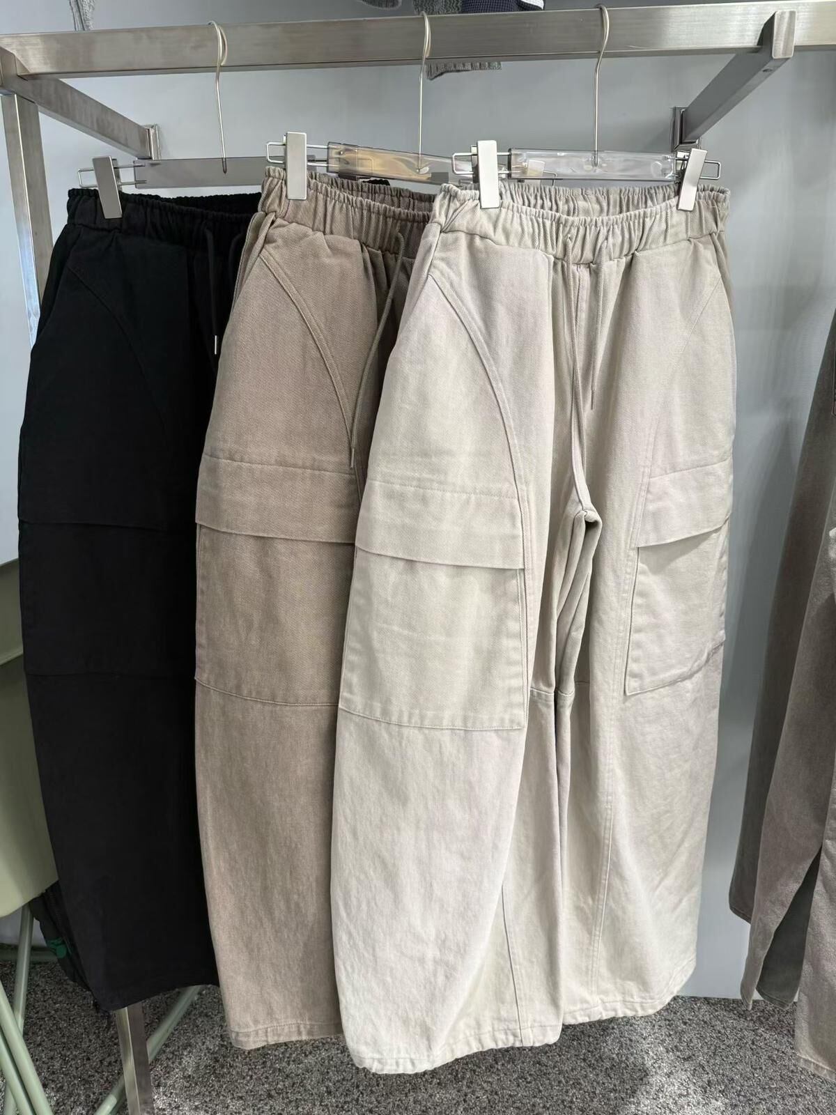 淨色可束腳工裝鬆身褲 Tac-0333P