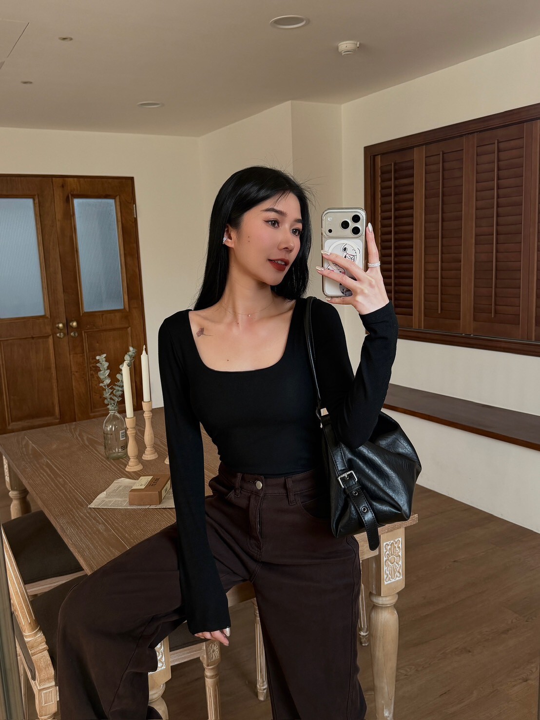 極簡方圓領內磨毛BRATOP