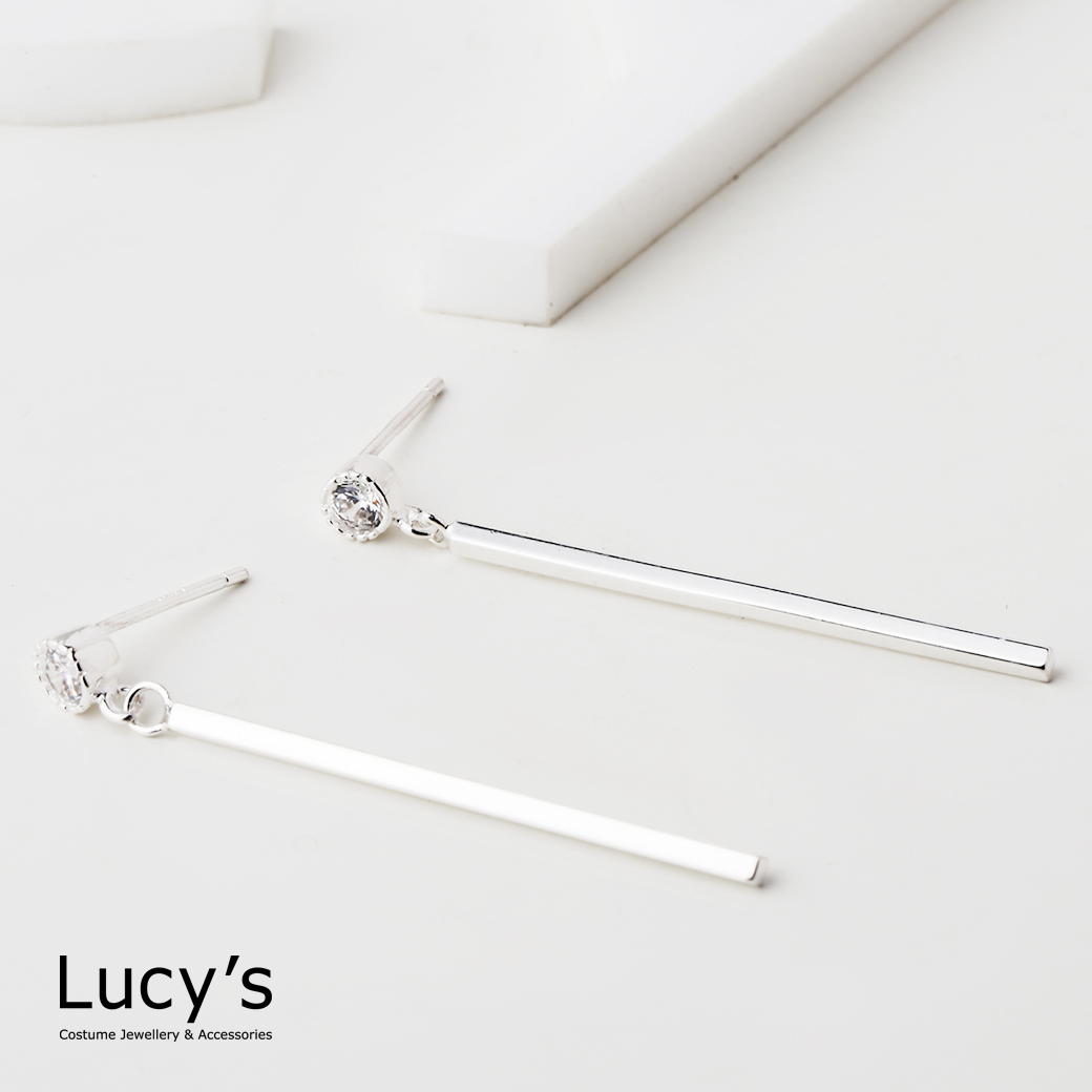 925純銀 光點直線 耳環 (126655)