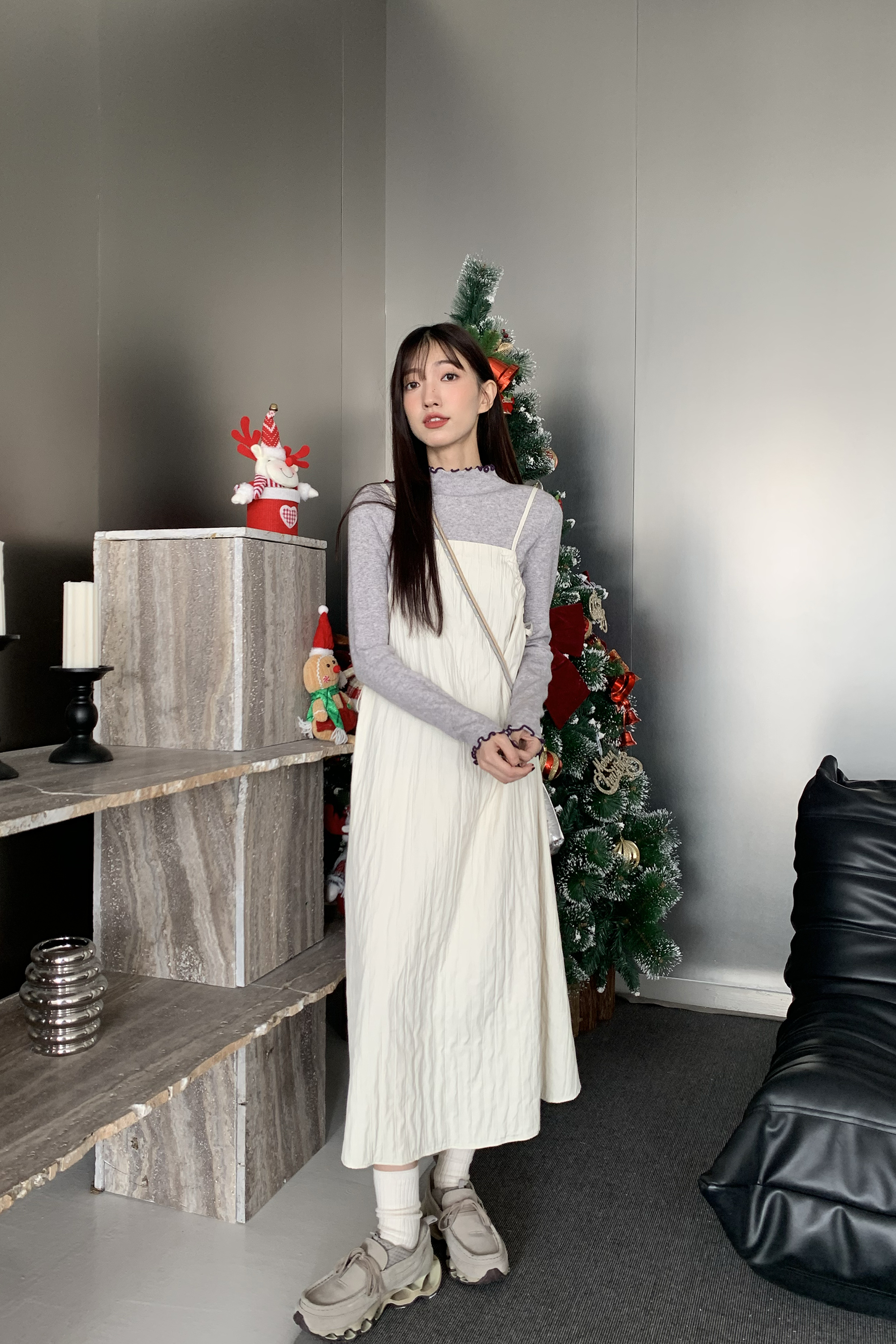 Last Month｜日系坑條背心裙洋裝 4色