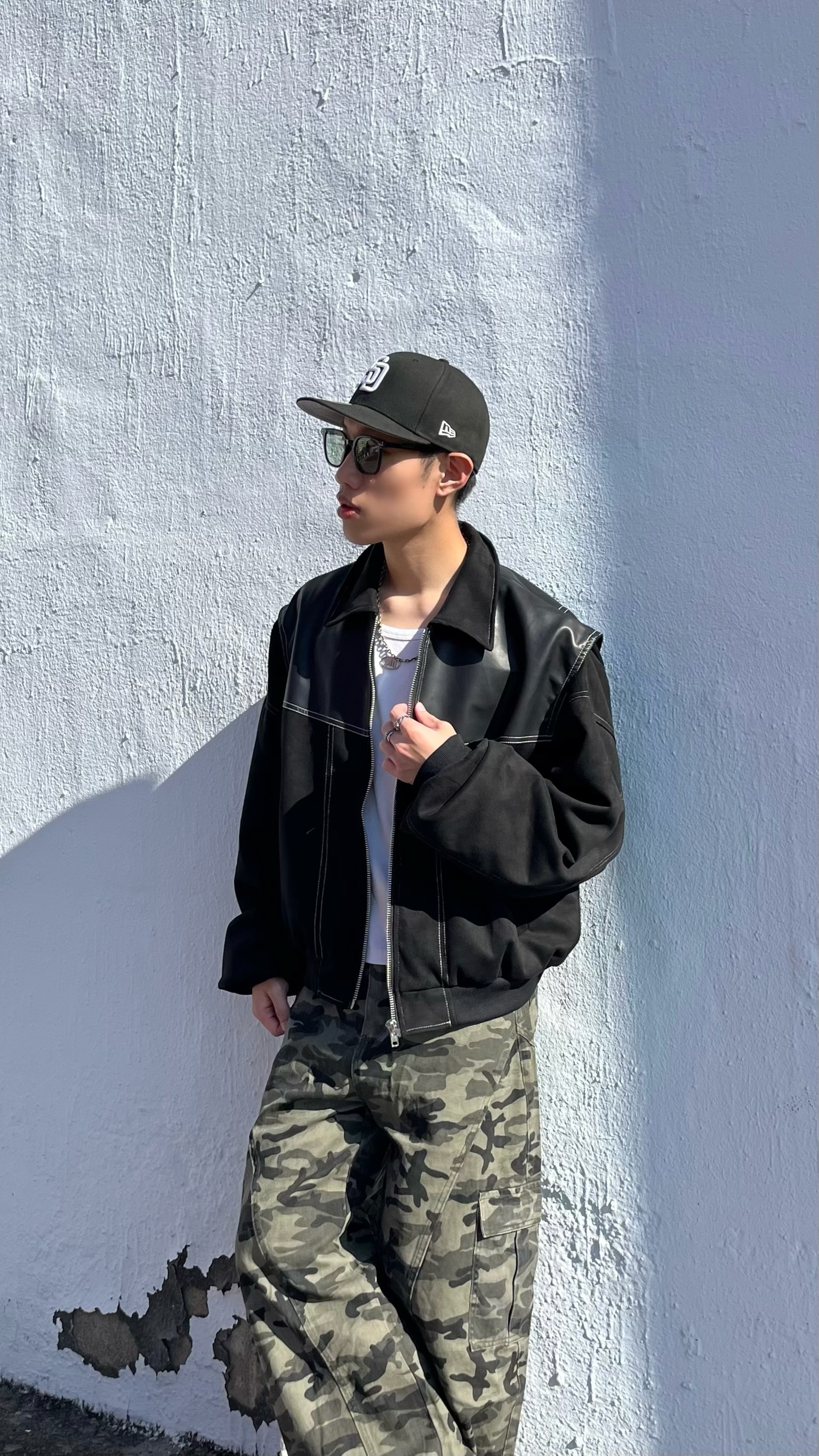 皮革翻領外套 (2colors)