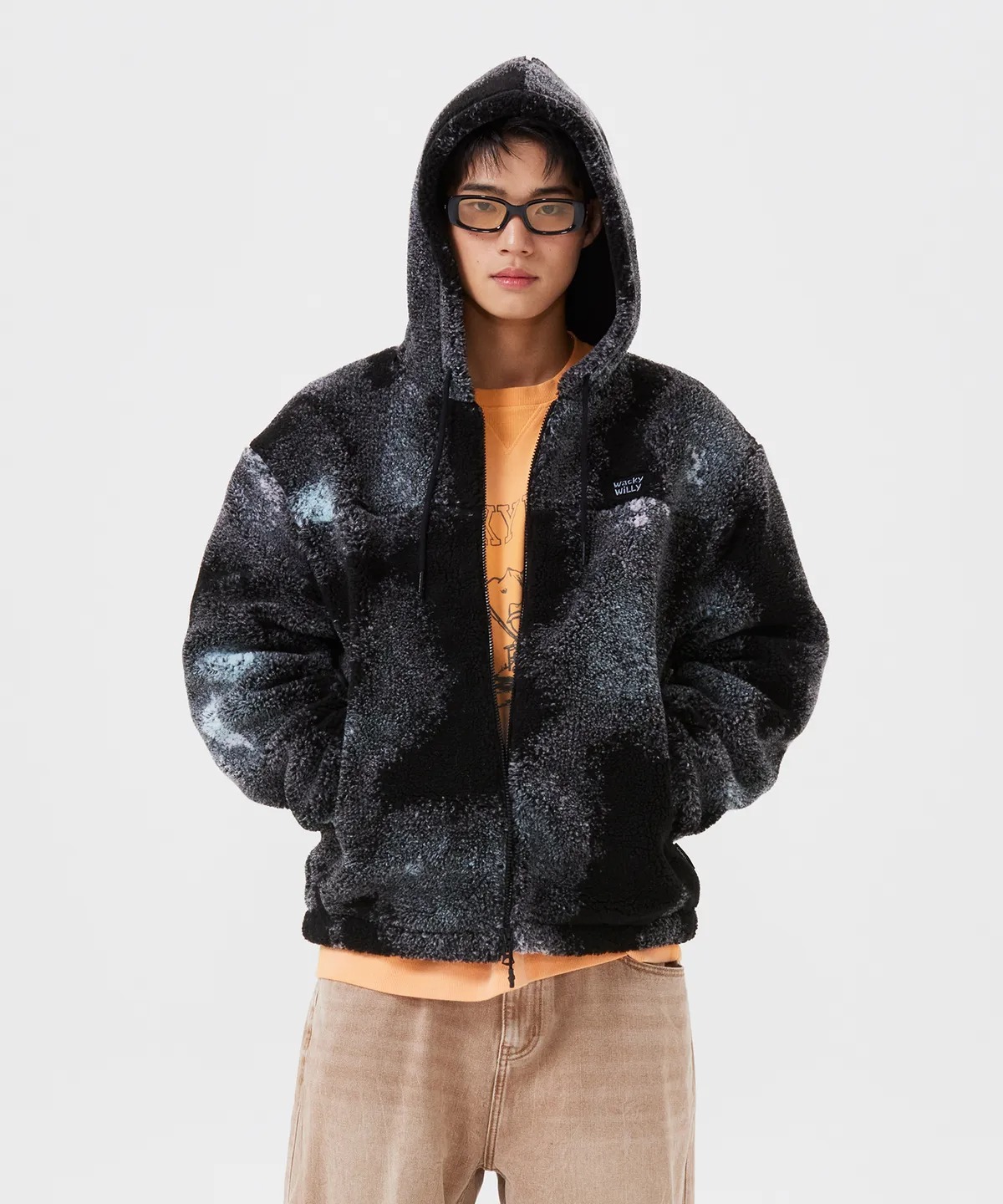 WACKY WILLY Patterned Fleece Hooded Jacket