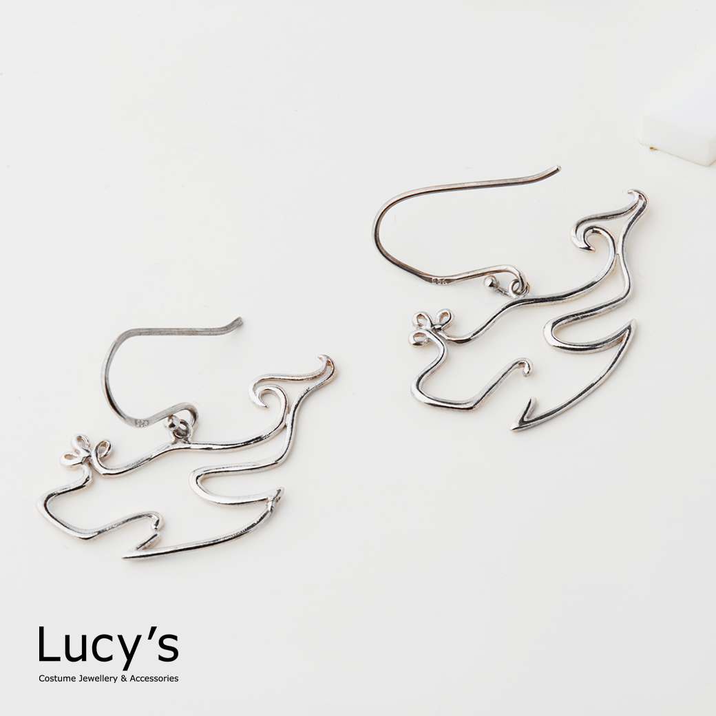 925純銀 鯨魚 耳勾耳環 (62793)