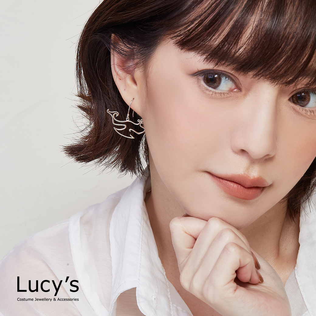 925純銀 鯨魚 耳勾耳環 (62793)