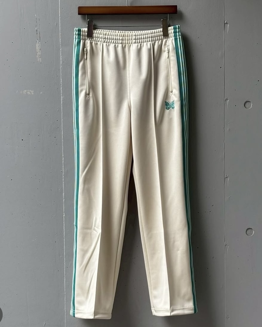 【現貨】Needles STUDIOUS Track Pant 別注 刺繡蝴蝶 直筒 運動褲 長褲 米綠 深藍綠