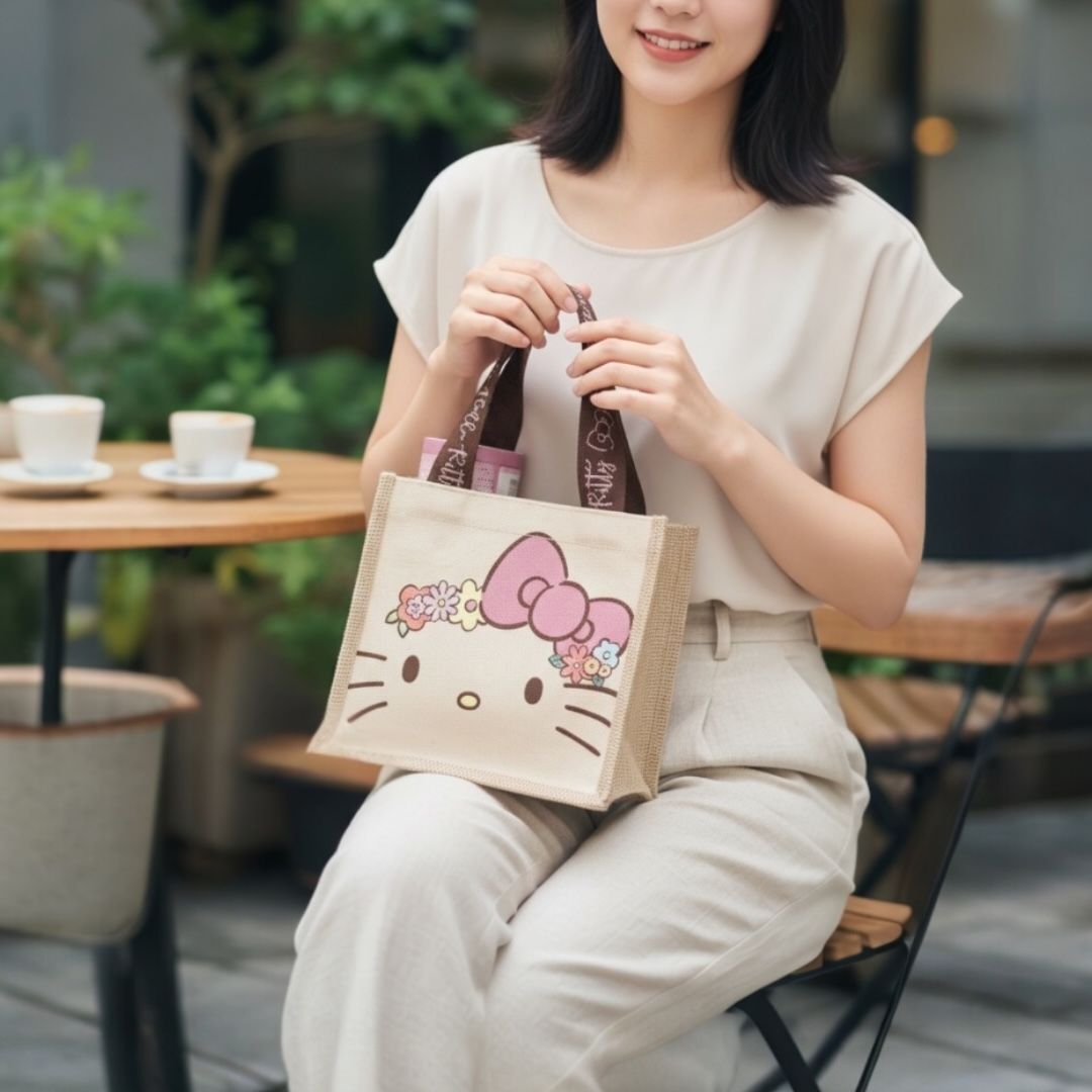 25213-KT Sanrio Hello Kitty 麻布手提袋 #TW-SW25