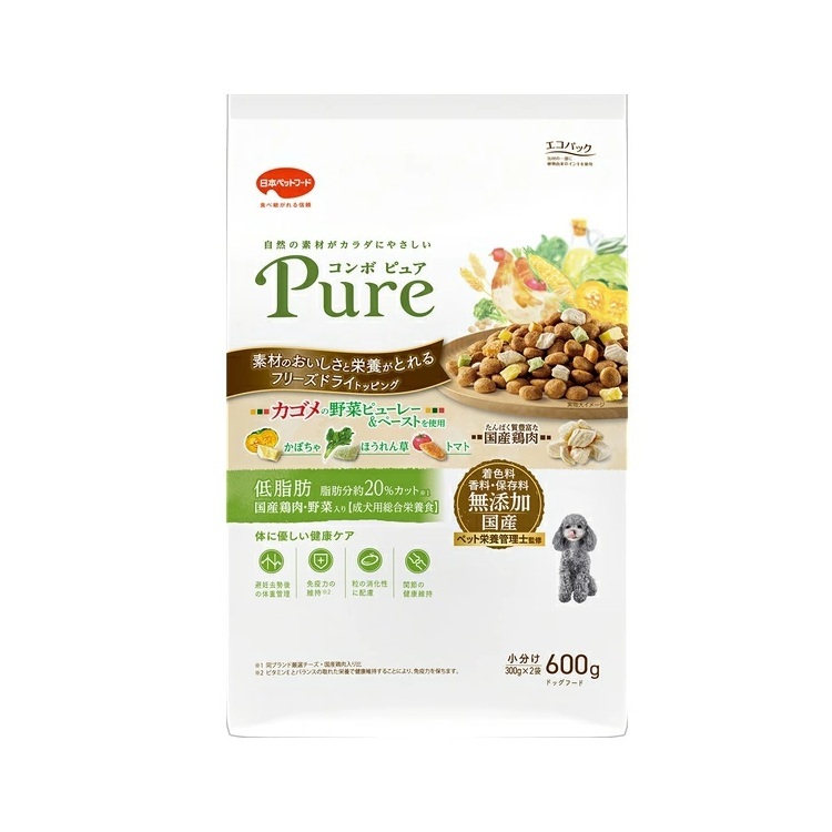 ComboPure 成犬用 無添加 低脂肪 雞肉野菜粒乾糧 600g