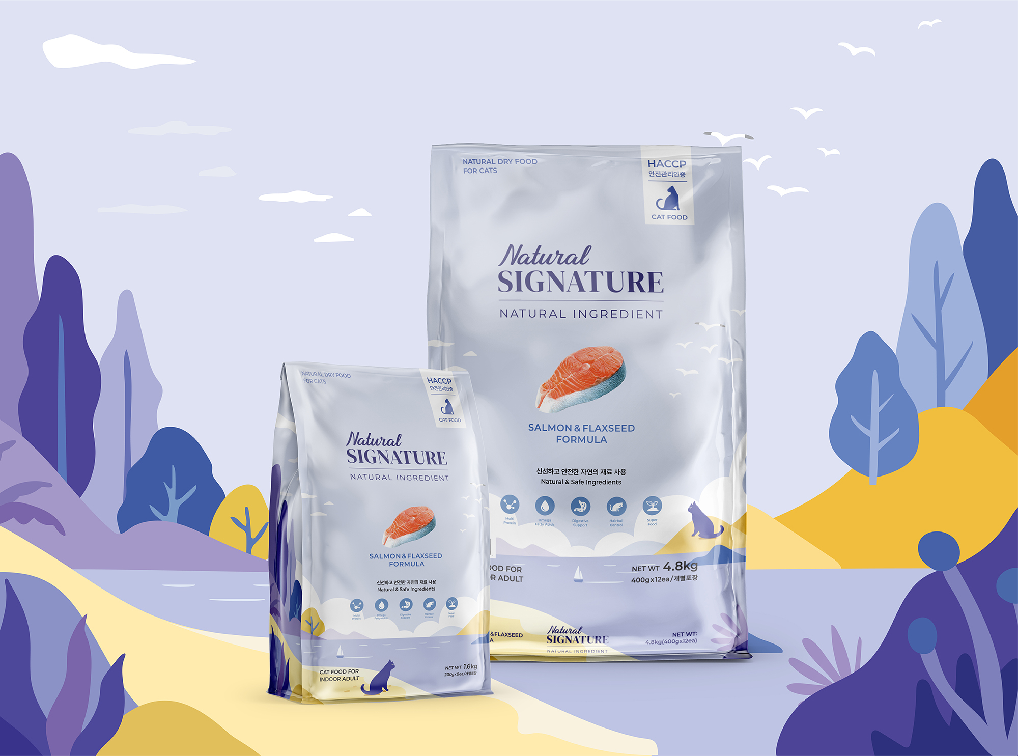 韓國 Natural Signature 三文魚有機亞麻籽抗敏貓糧 1.6KG (200g x8包)