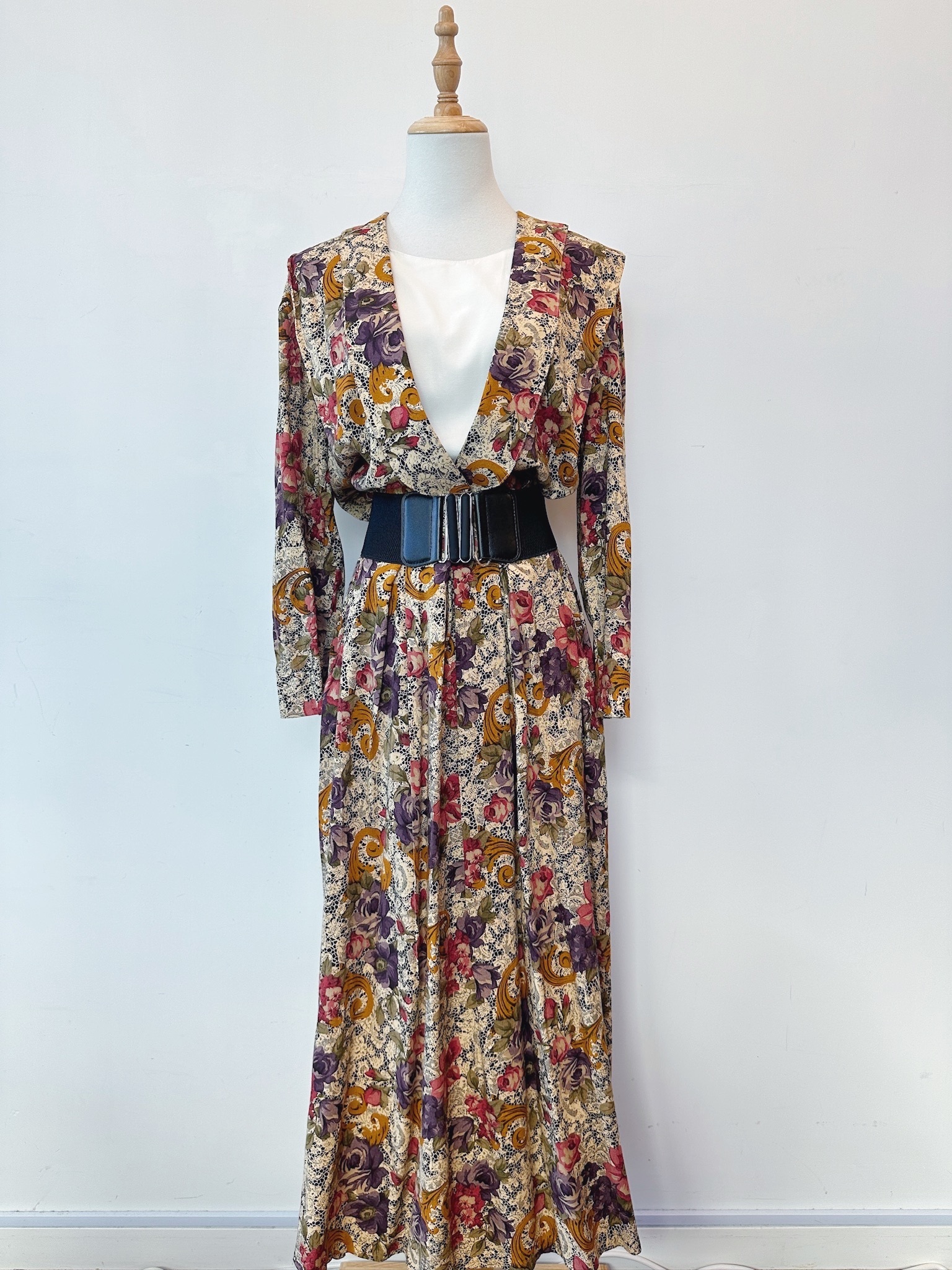 美國製秋日花語古著連身裙