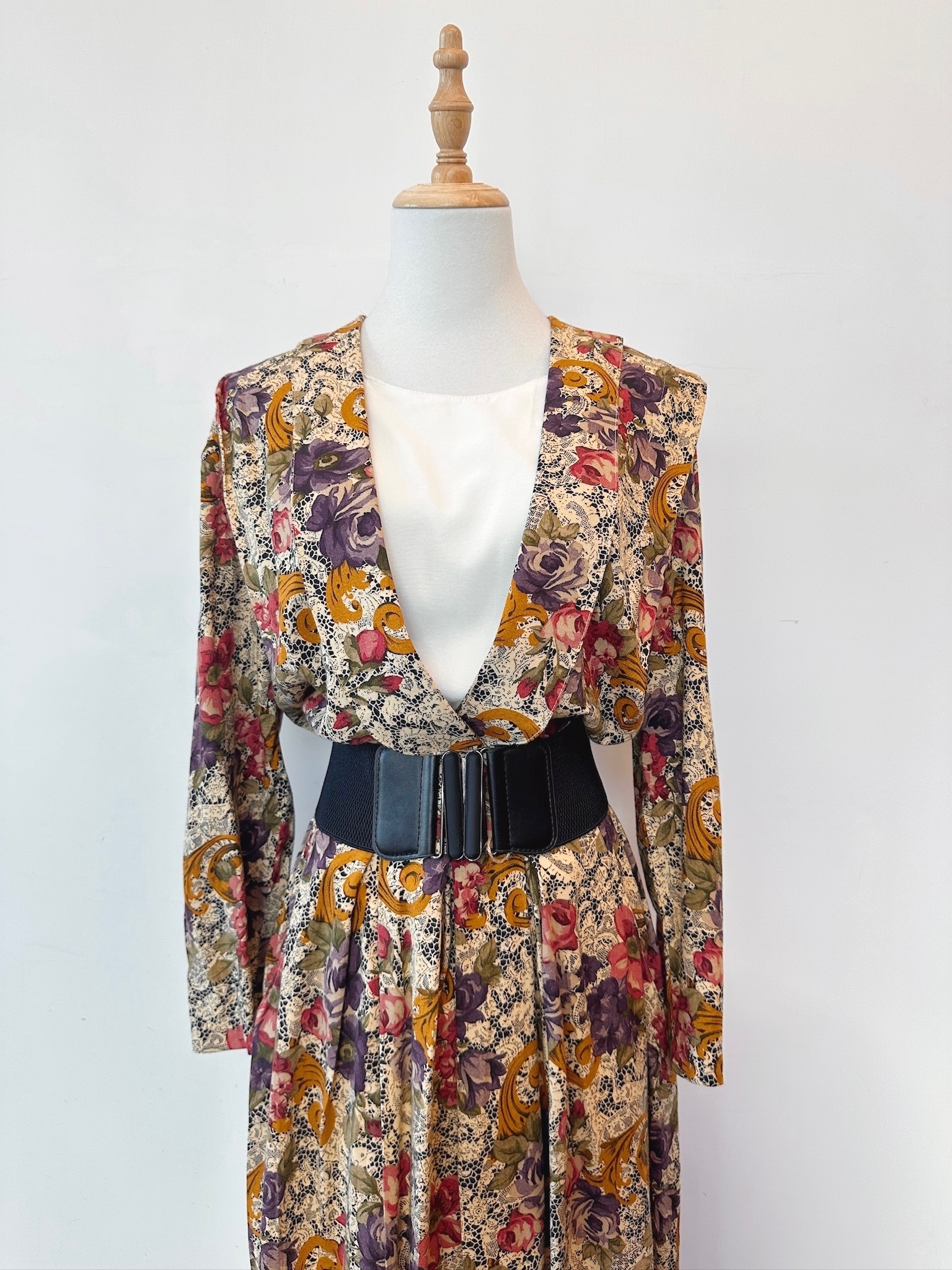 美國製秋日花語古著連身裙