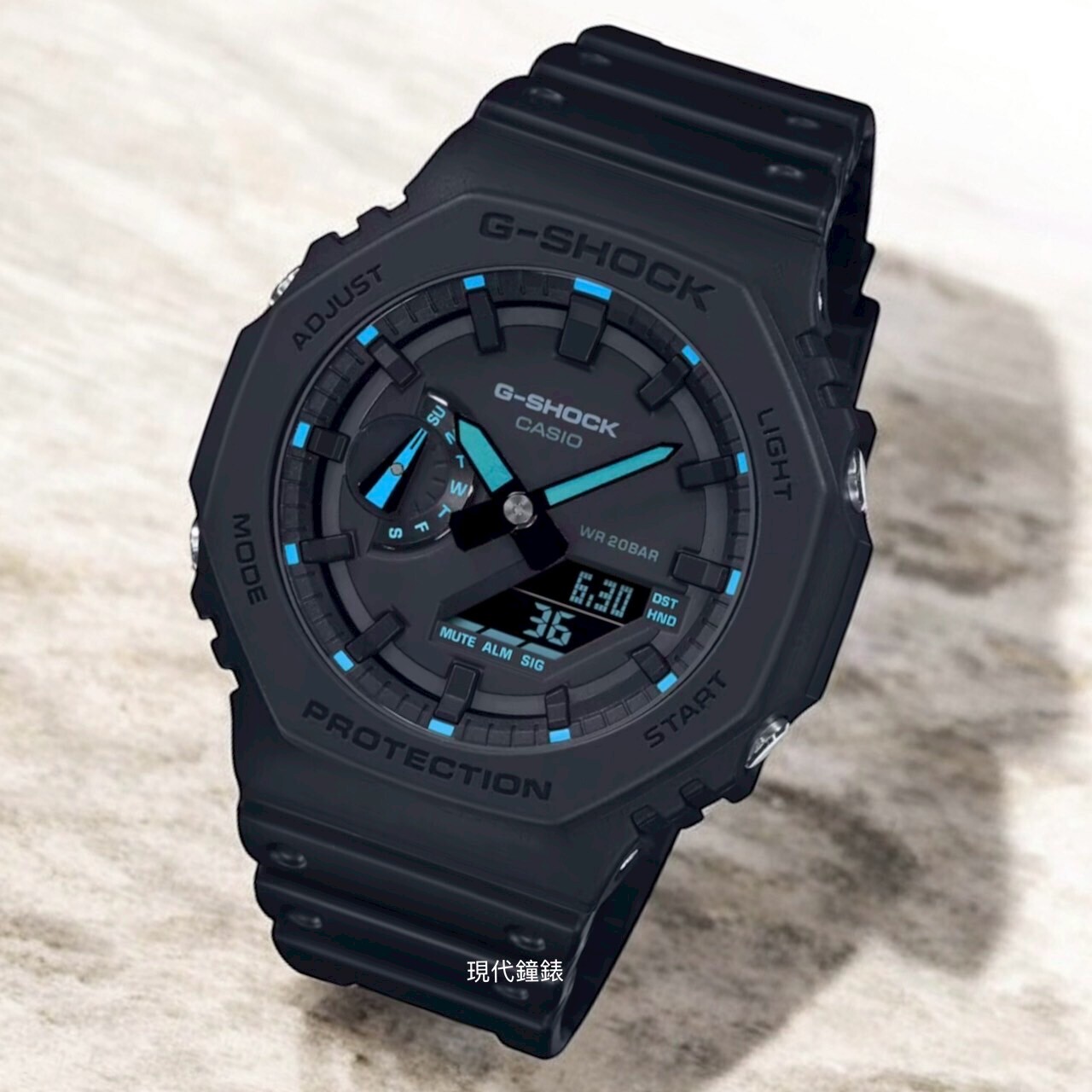 【G-SHOCK】八角膠質雙顯示電子錶GA-2100-1A2 45.4mm現代鐘錶