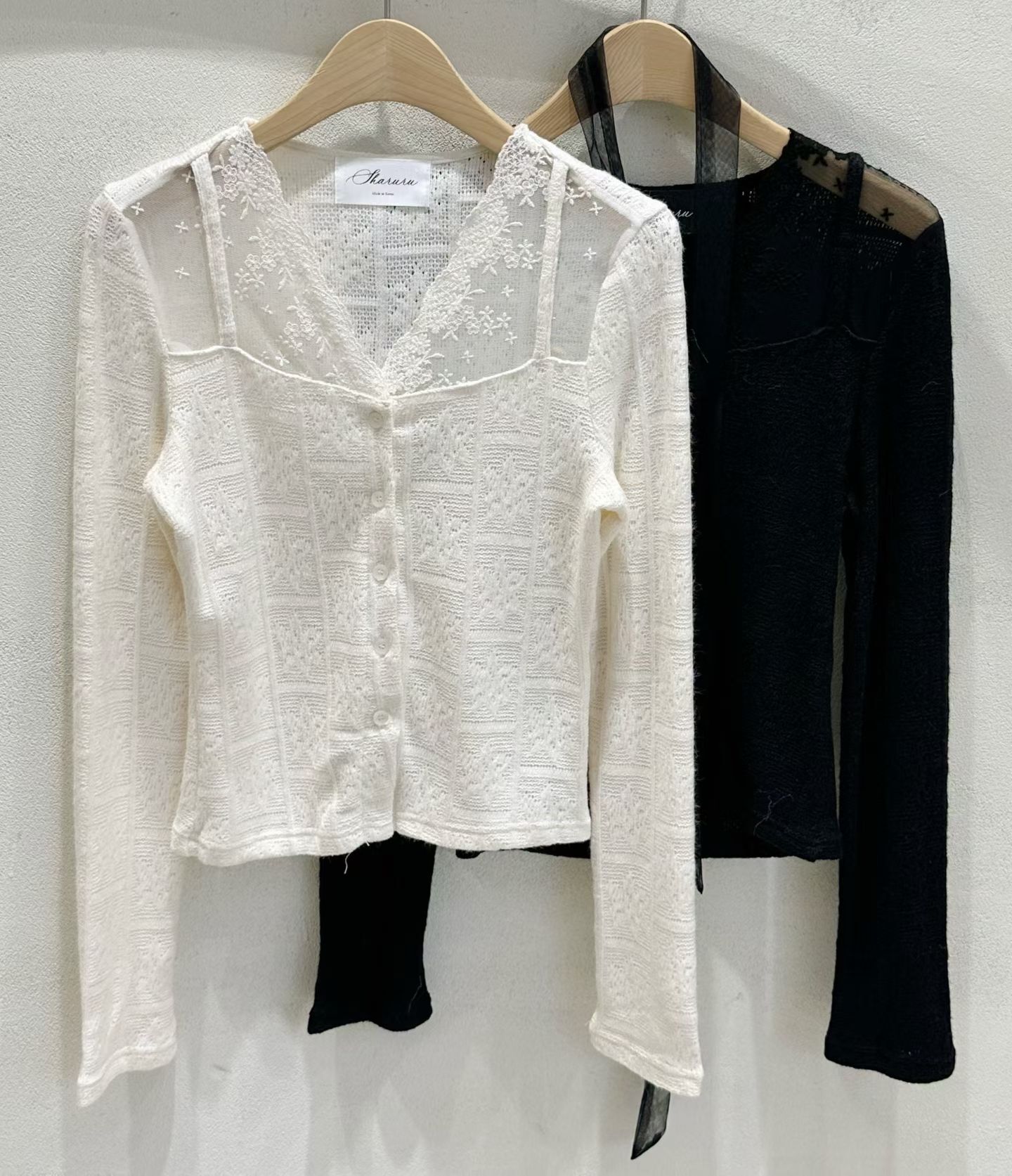 SU5312 V領假兩件針織長袖上衣