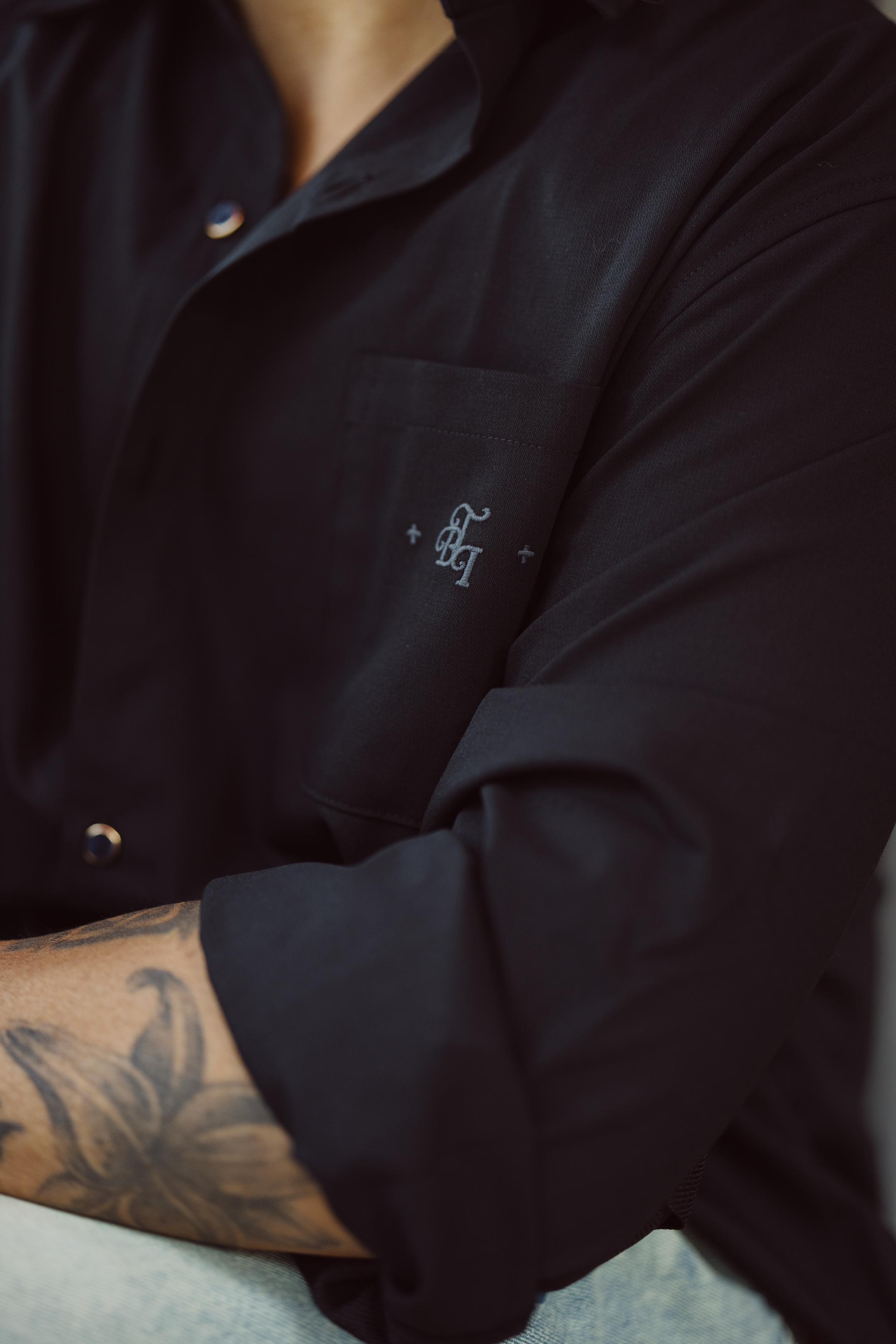 Fumble TBI暗紋拼布恤衫