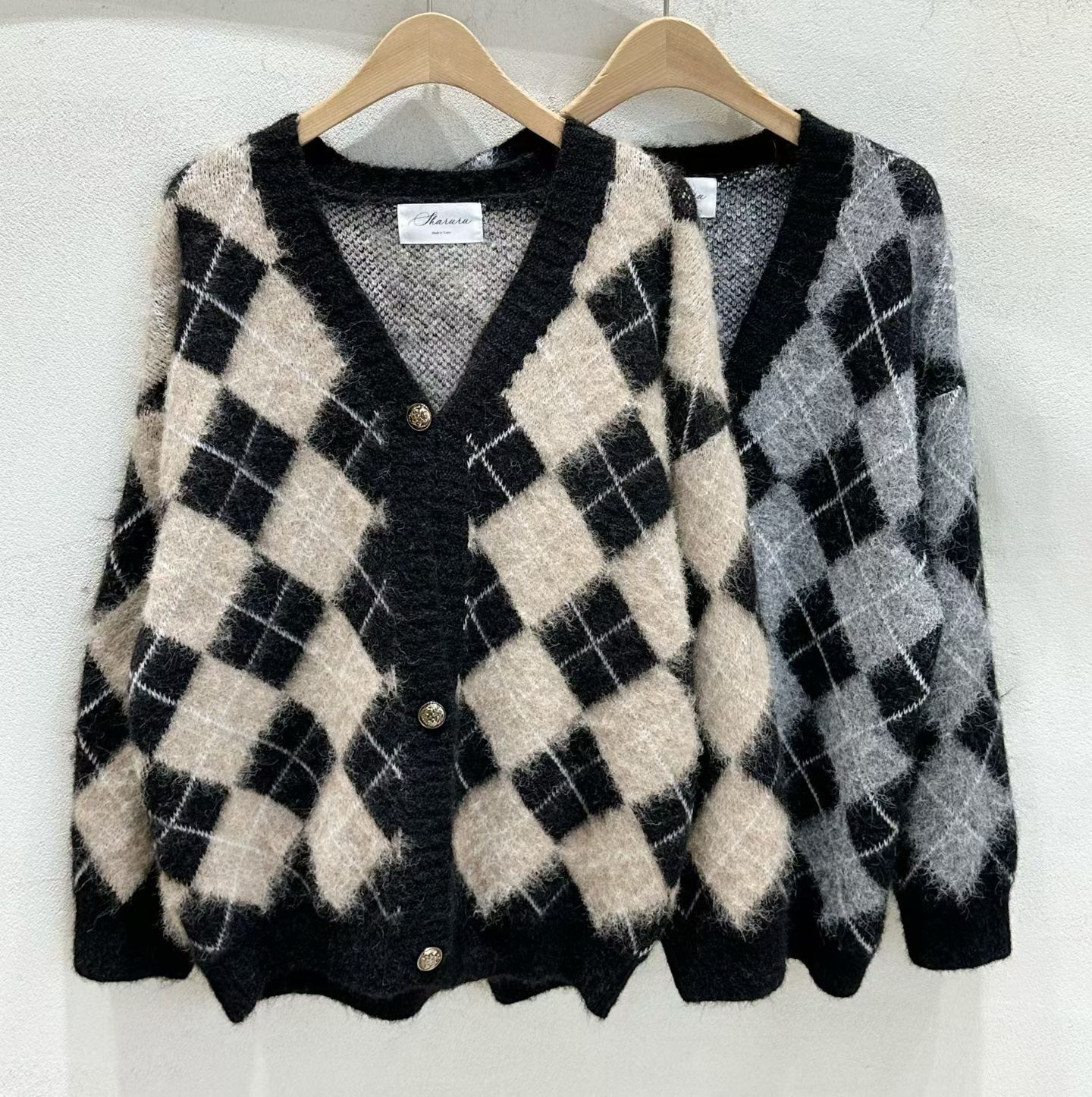 SU5330 英倫風格紋毛毛外套