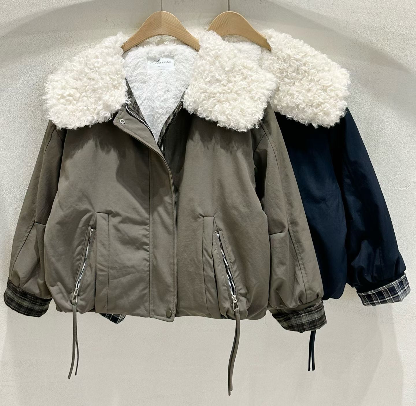 SU5334 保暖毛毛翻領拉鏈外套