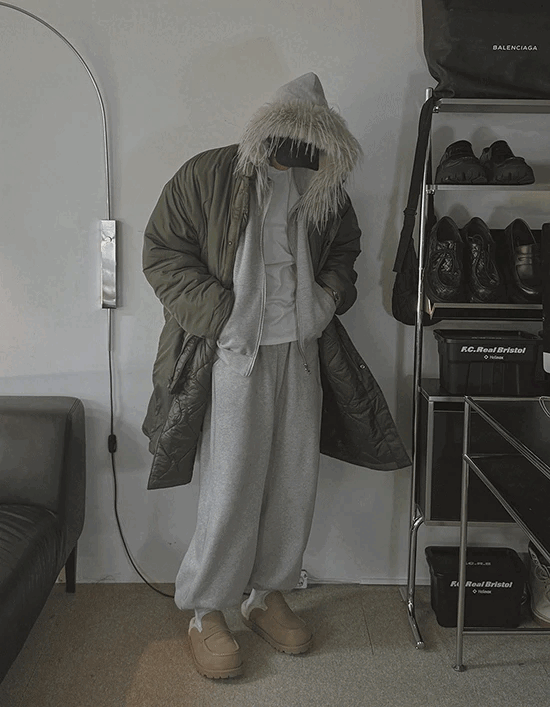 雙面絎縫長款羽絨夾克