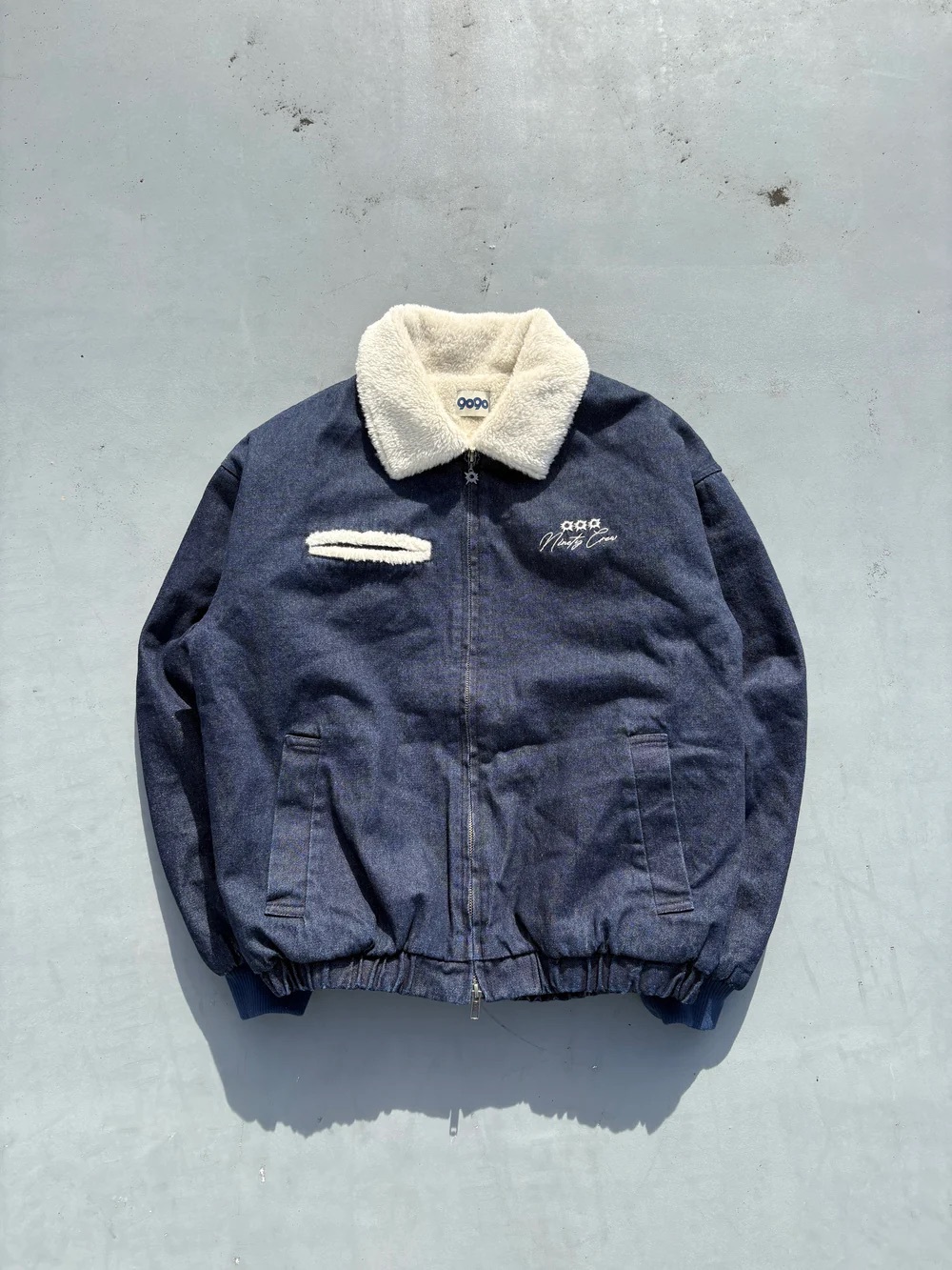 9090 Bullet Logo Boa Denim Jacket