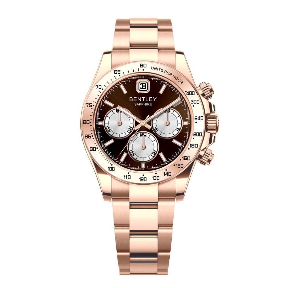 【BENTLEY賓利】THE ASTRA星耀系列 玫瑰金 真三眼 夜光 不鏽鋼 石英 手錶