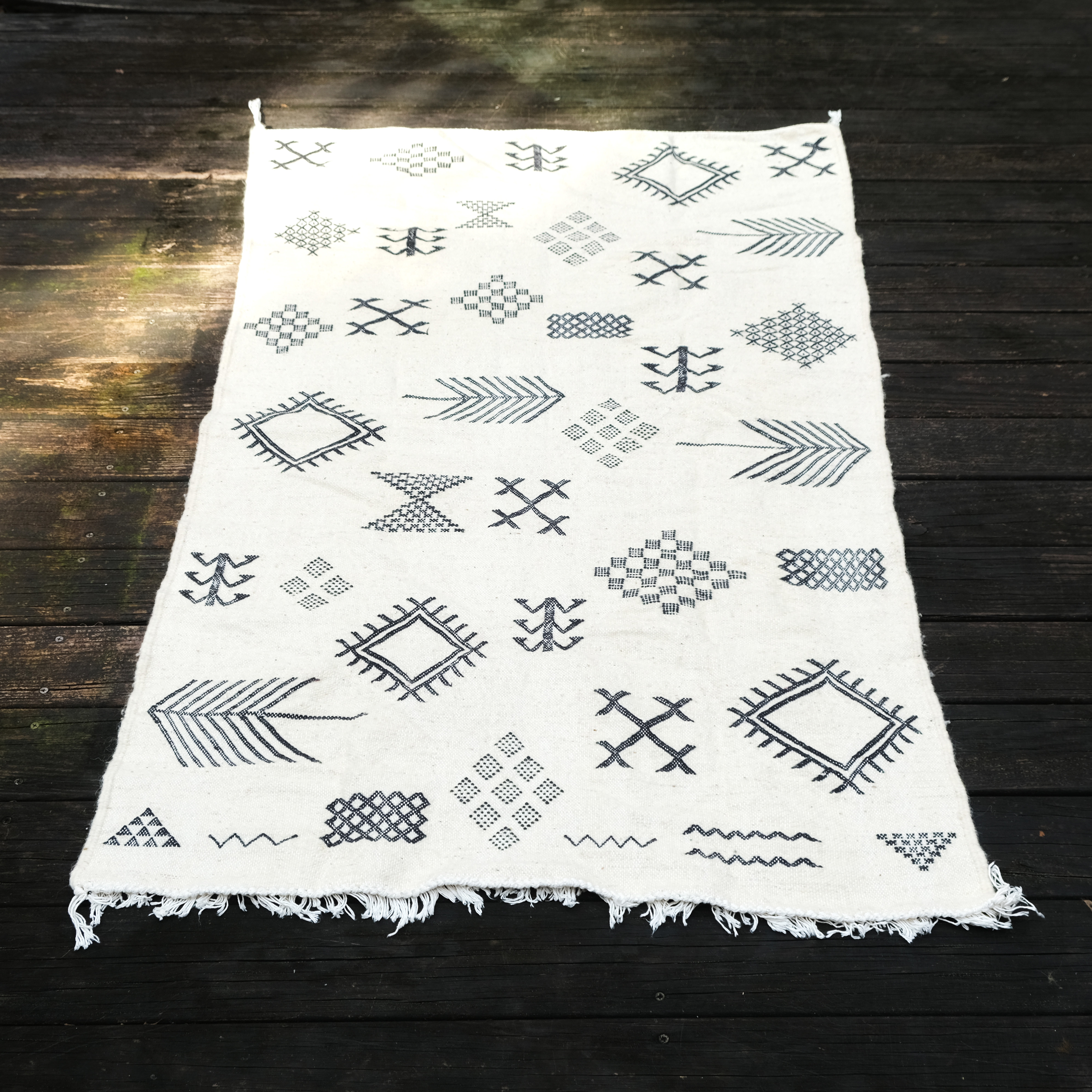 柏柏傳統手織地毯｜Killim 黑與白｜摩洛哥