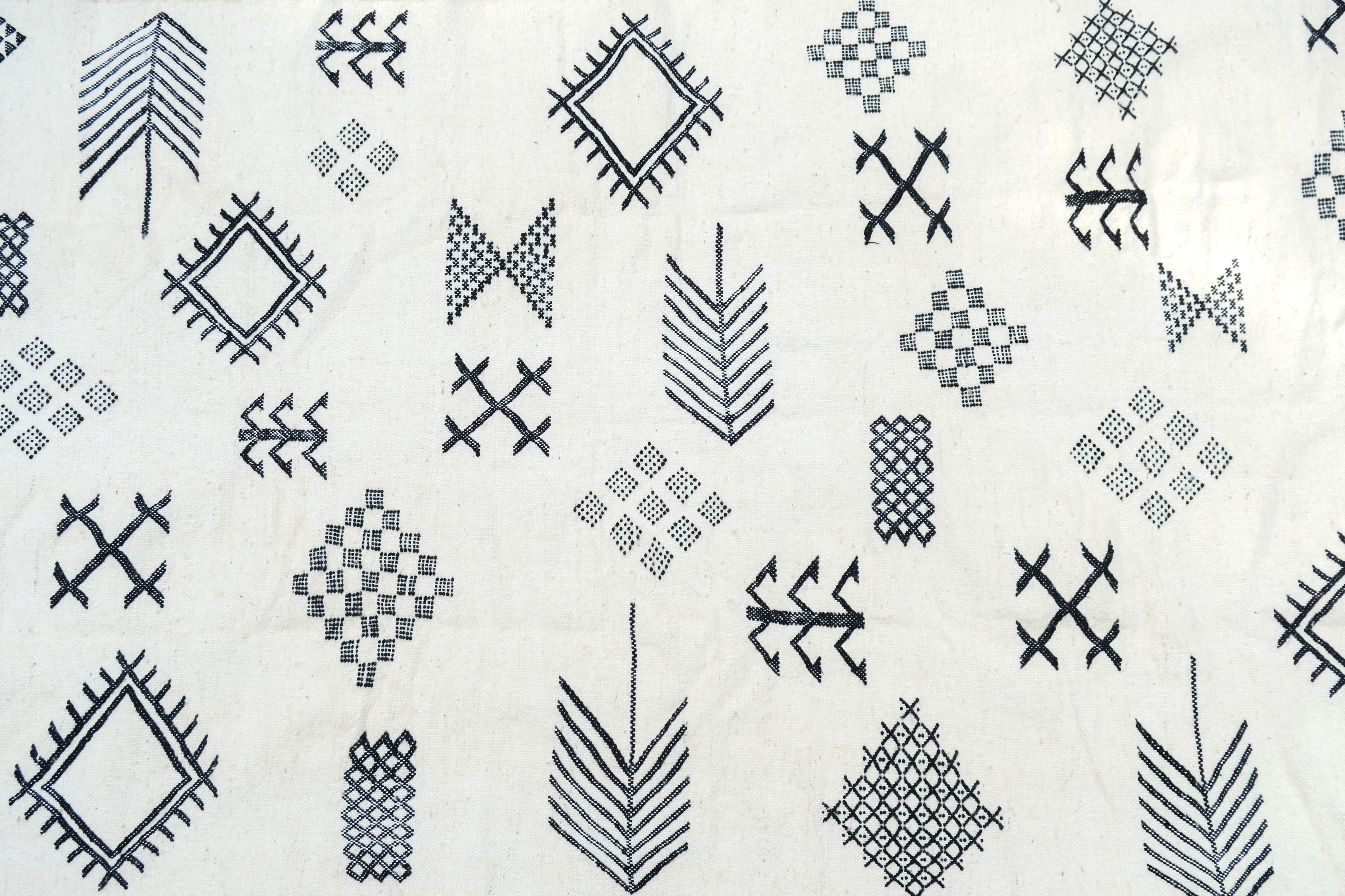 北非傳統手織地毯｜Kilim 黑與白｜摩洛哥