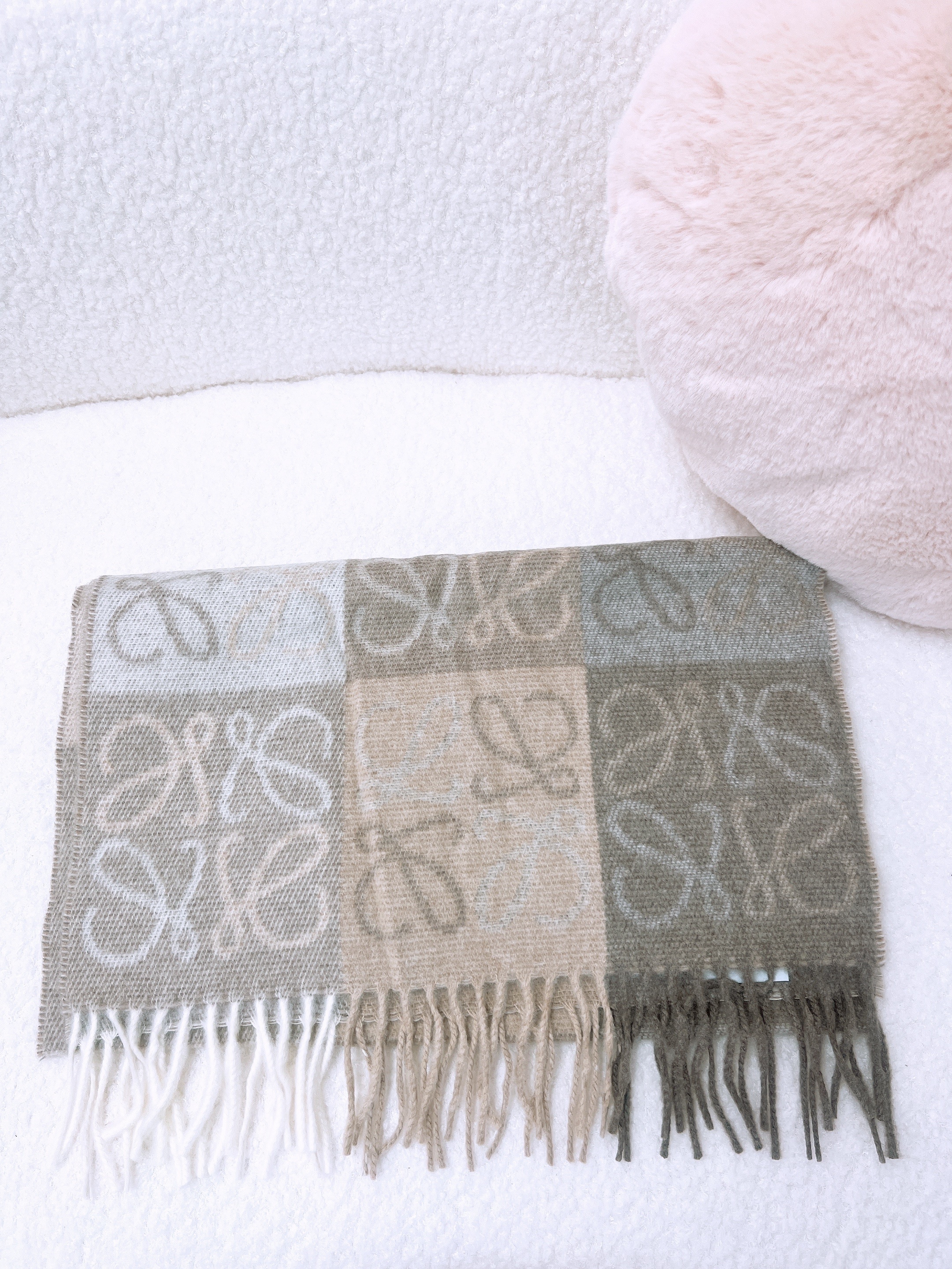 *Unused* Loewe anagram scarf beige
