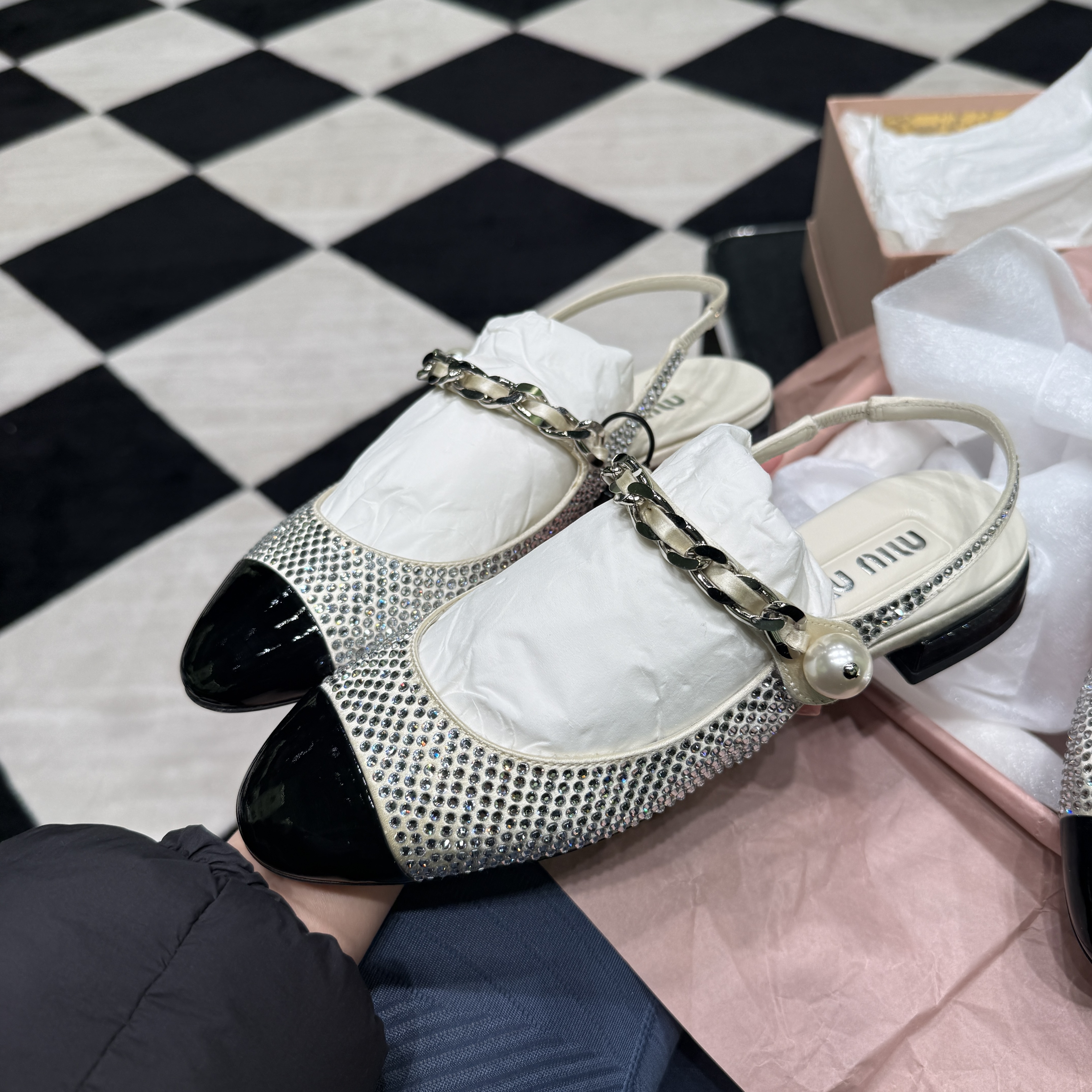 Miumiu calzature crystal slingback size 36