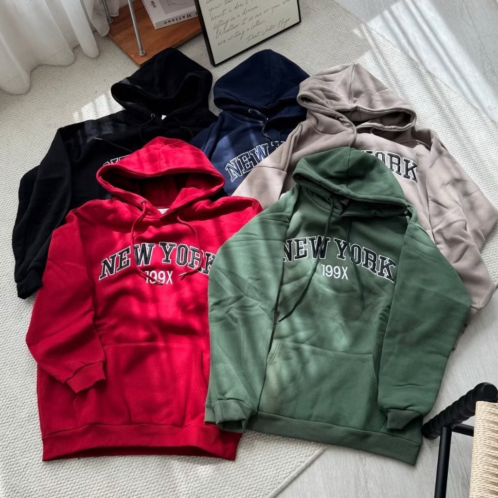 <任選兩件950> NEW YORK 紐約刺繡帽T 刷毛厚磅