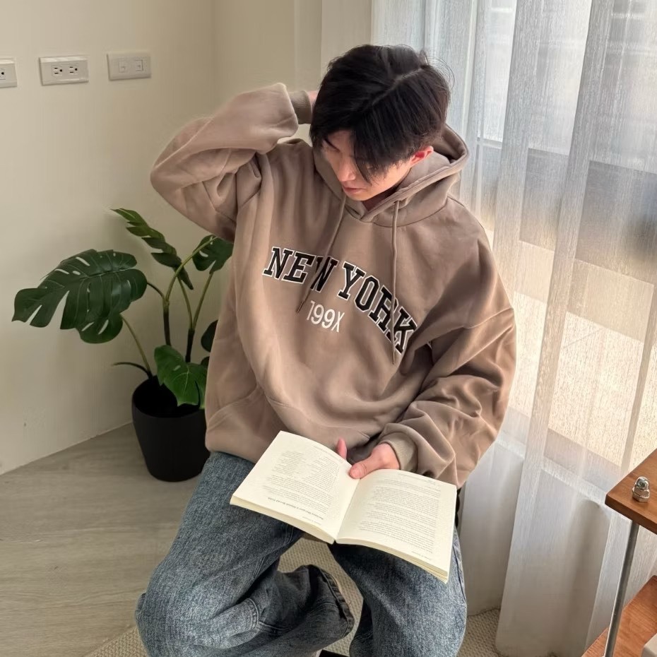 <任選兩件950> NEW YORK 紐約刺繡帽T 刷毛厚磅