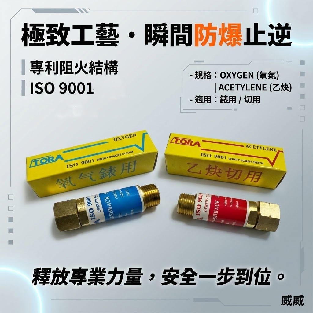 TORA｜乾式防爆接頭 防逆火接頭｜氧氣錶用｜乙炔錶用｜乙炔切用｜氧氣切用｜錶用乙炔｜乙炔表用接頭｜氧氣表用【威威五金】