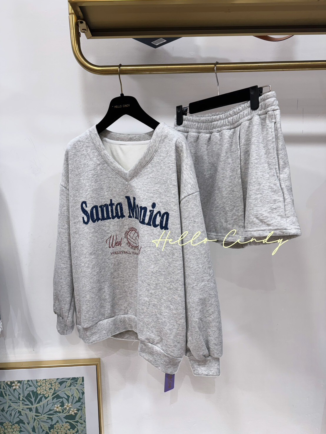 B12063 美式風格大學T+短褲裙套裝組