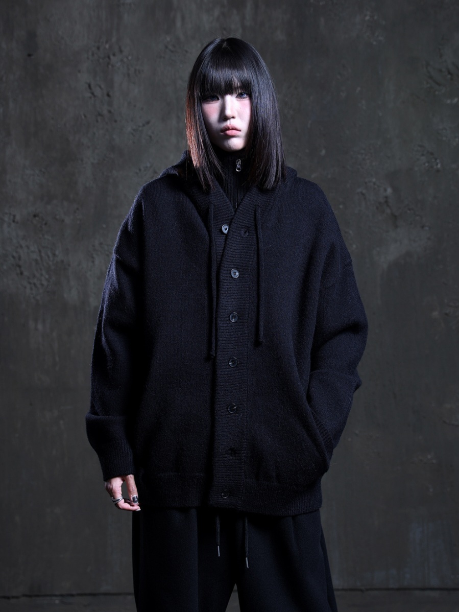 連帽針織開襟衫外套