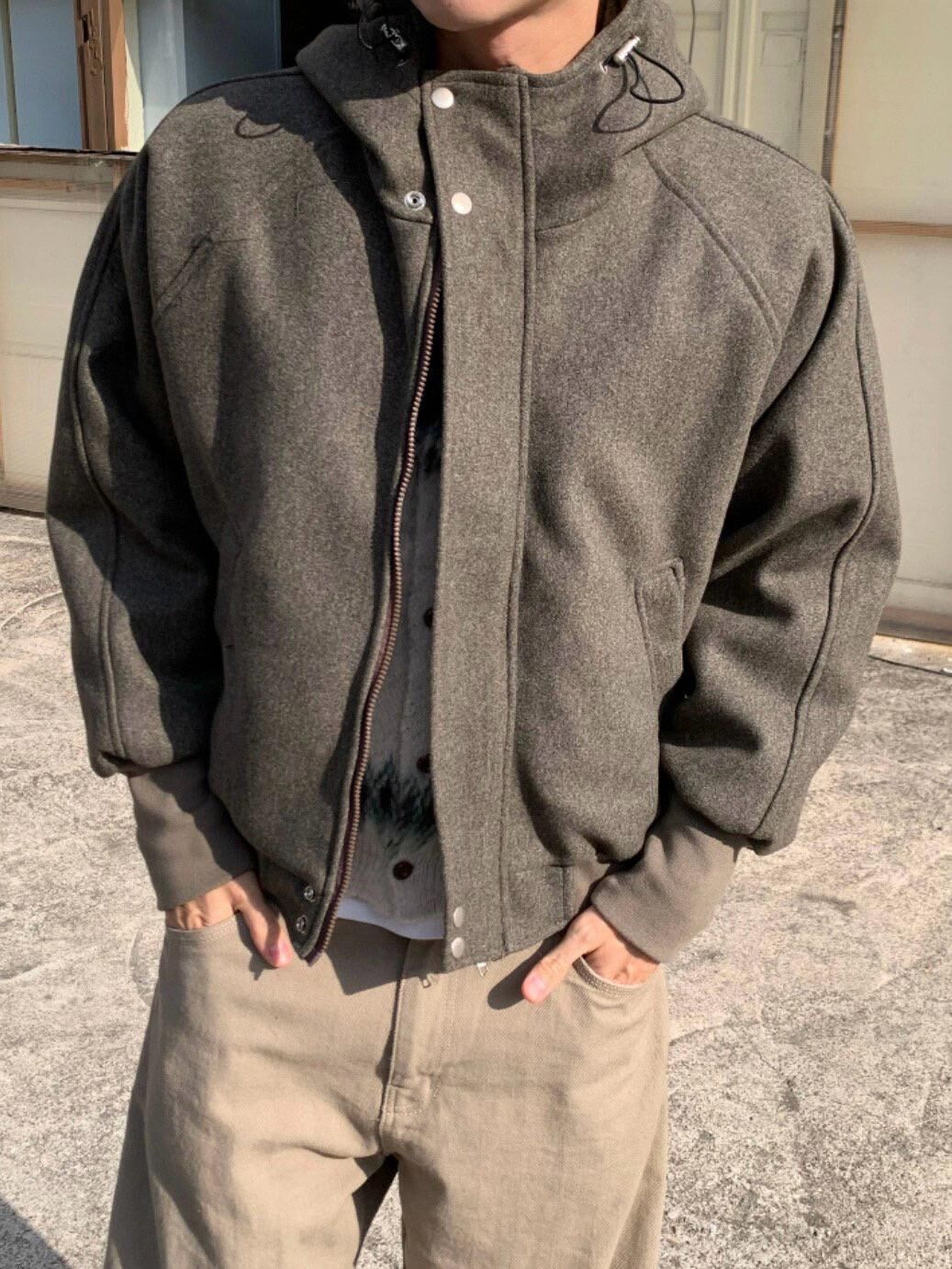 絨面連帽拉鍊外套(薄夾棉) JK2175