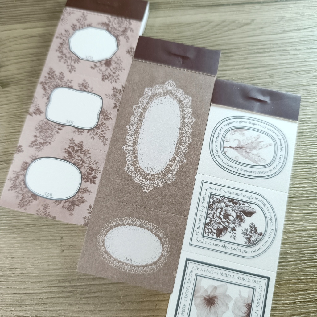 樂意Loi．布蕾絲/玫瑰牆紙/香水標籤 便箋本 <整本/綜合分裝>