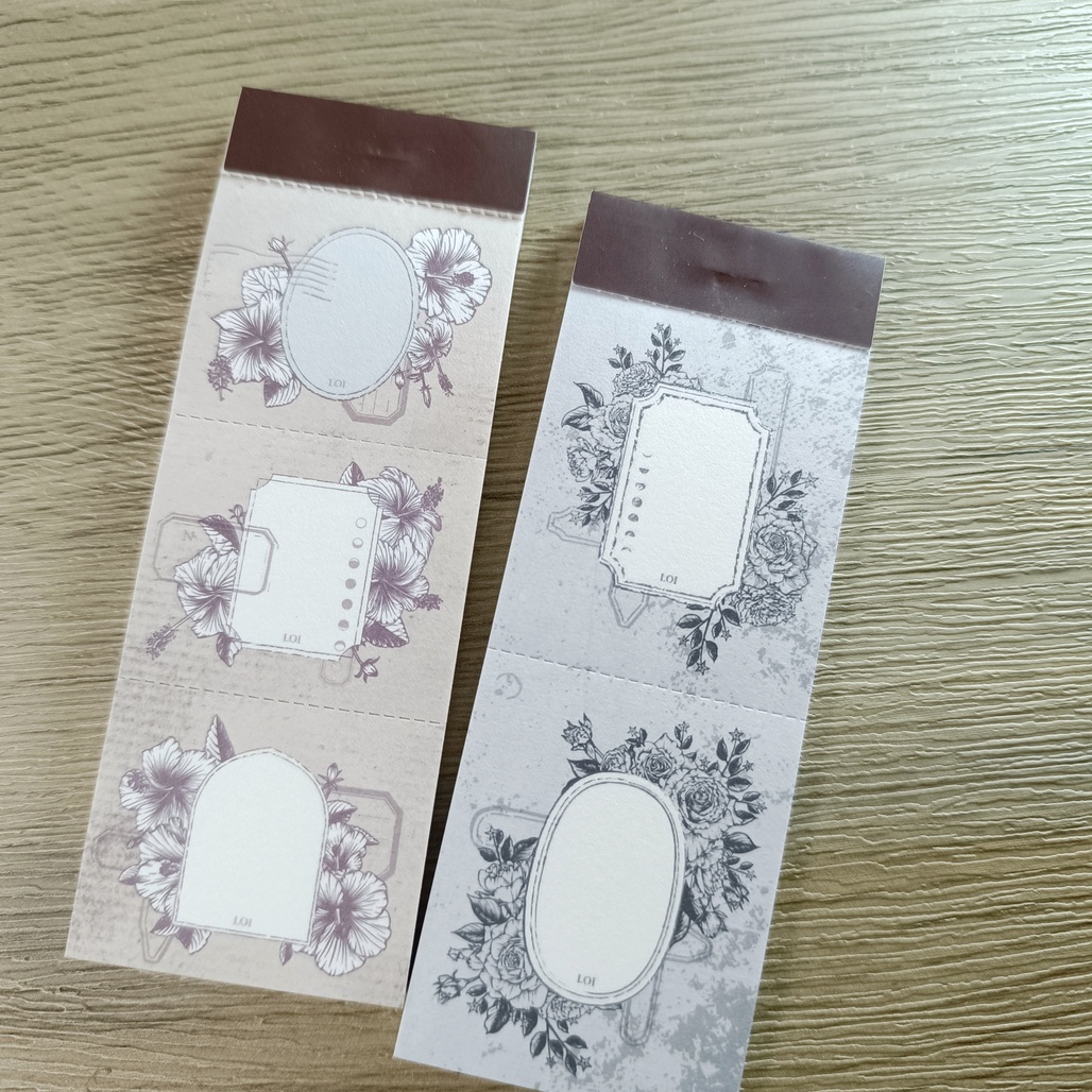 樂意Loi．舊書頁-玫瑰花框/朱槿花框 便箋本 <整本/綜合分裝>