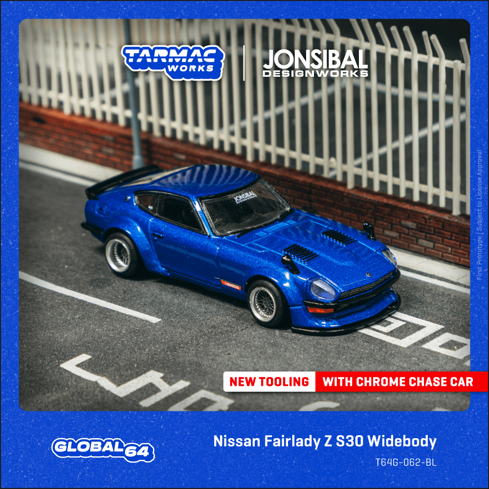 Tarmac Works 1/64 日產 Nissan Fairlady Z S30 寬體 Jon Sibal 設計 藍色
