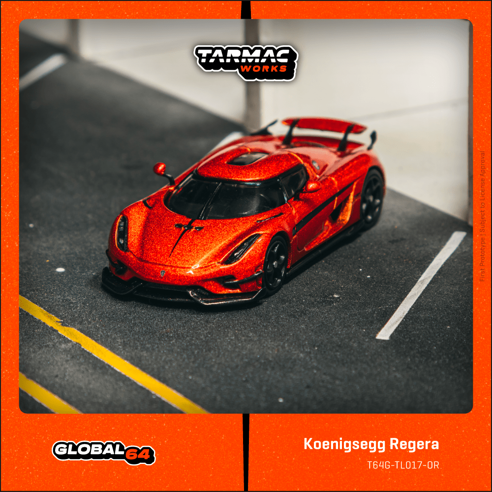 Tarmac Works 1/64 Koenigsegg Regera 橙色金屬黑間條 合金車
