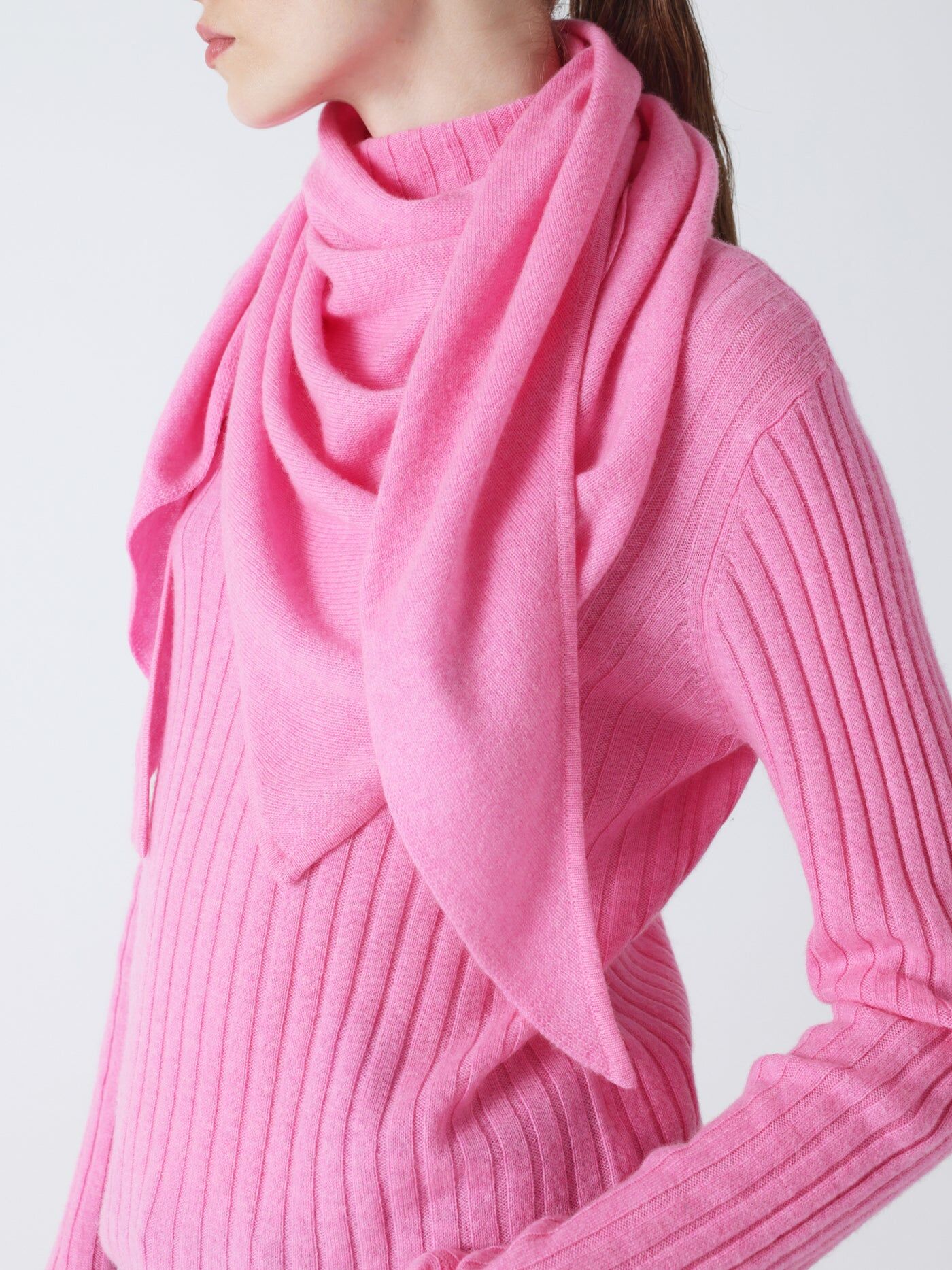 喀什米爾針織三角圍巾_糖果色