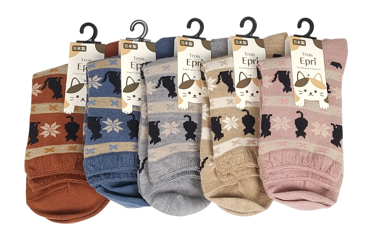 日式貓貓圖案襪 (日本製)