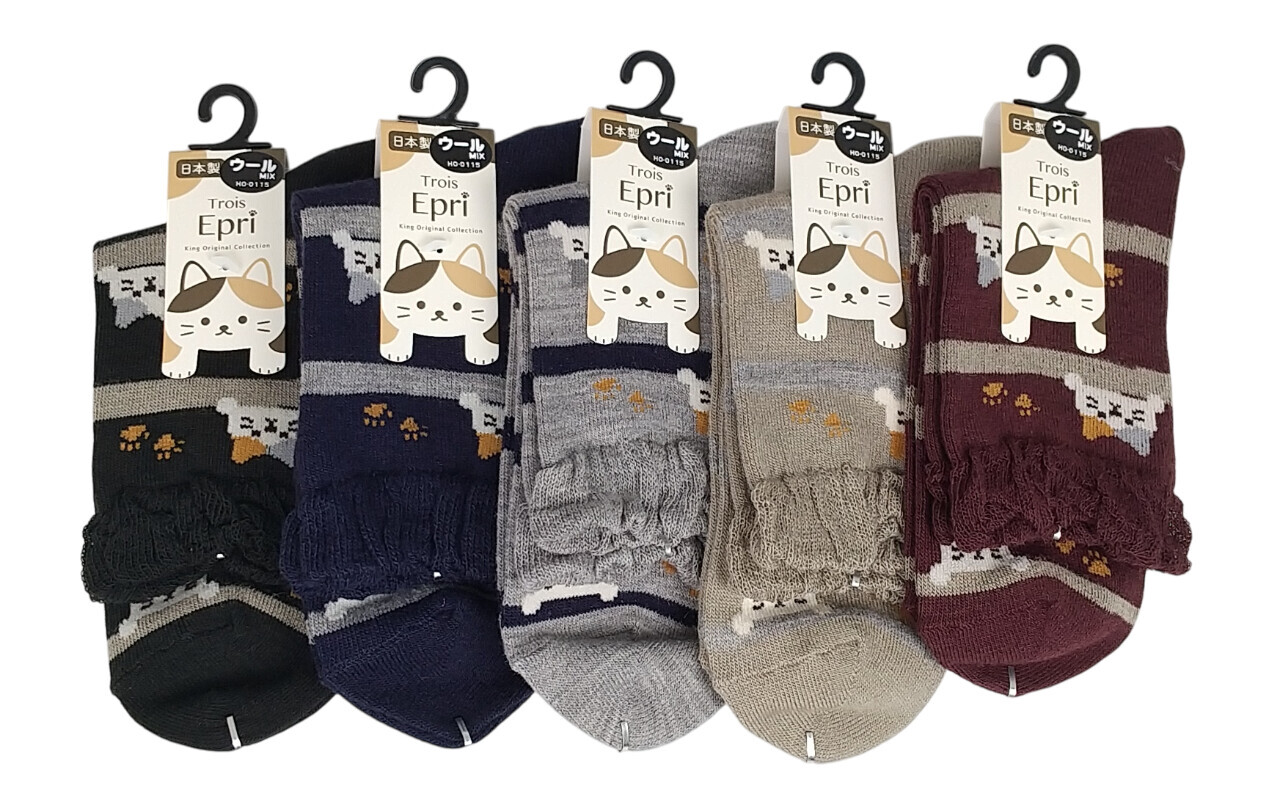 日式貓貓圖案襪 (日本製)