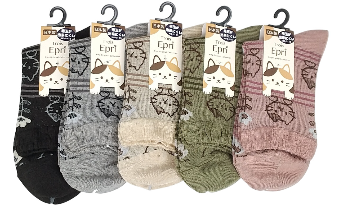 日式貓貓圖案襪 (日本製)
