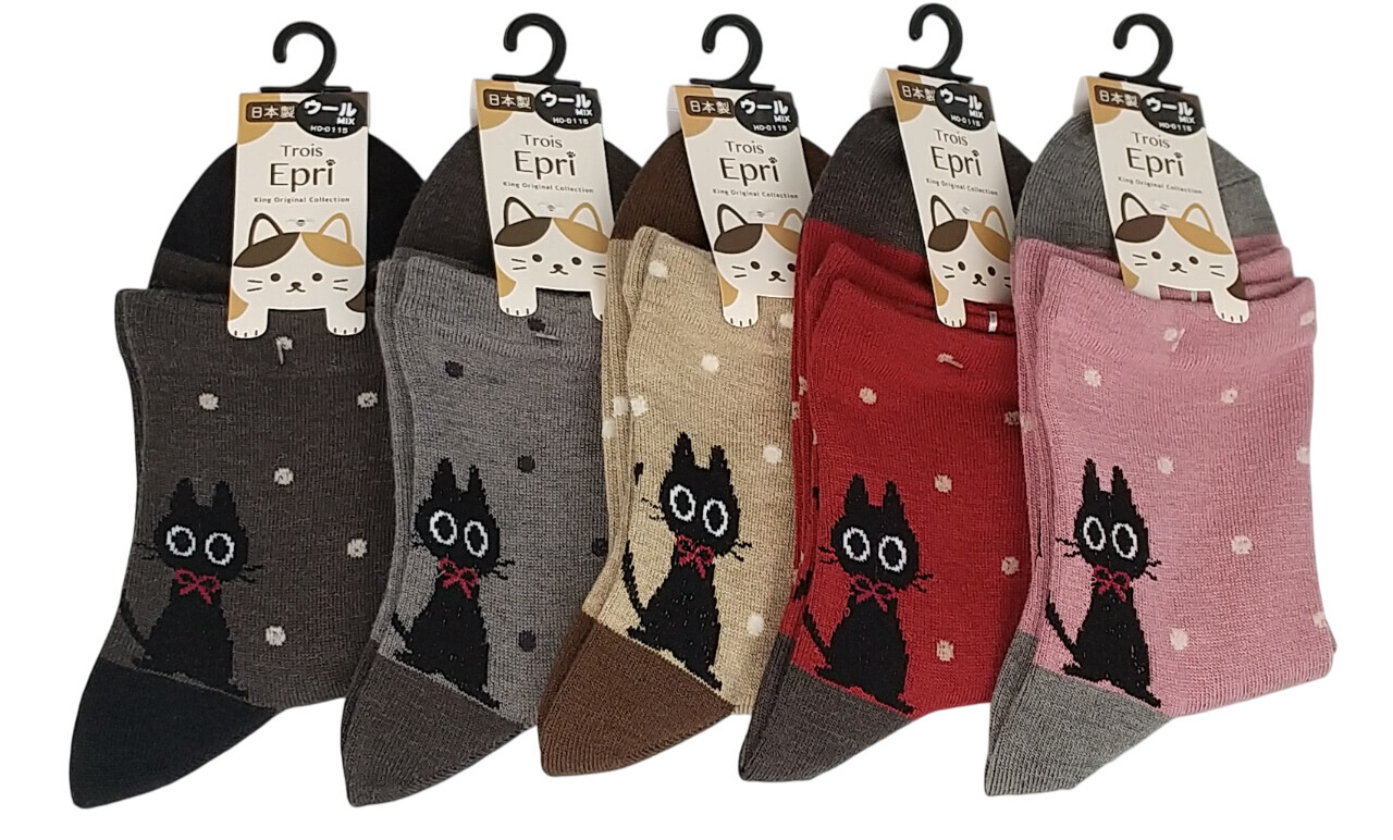 日式貓貓圖案襪 (日本製)